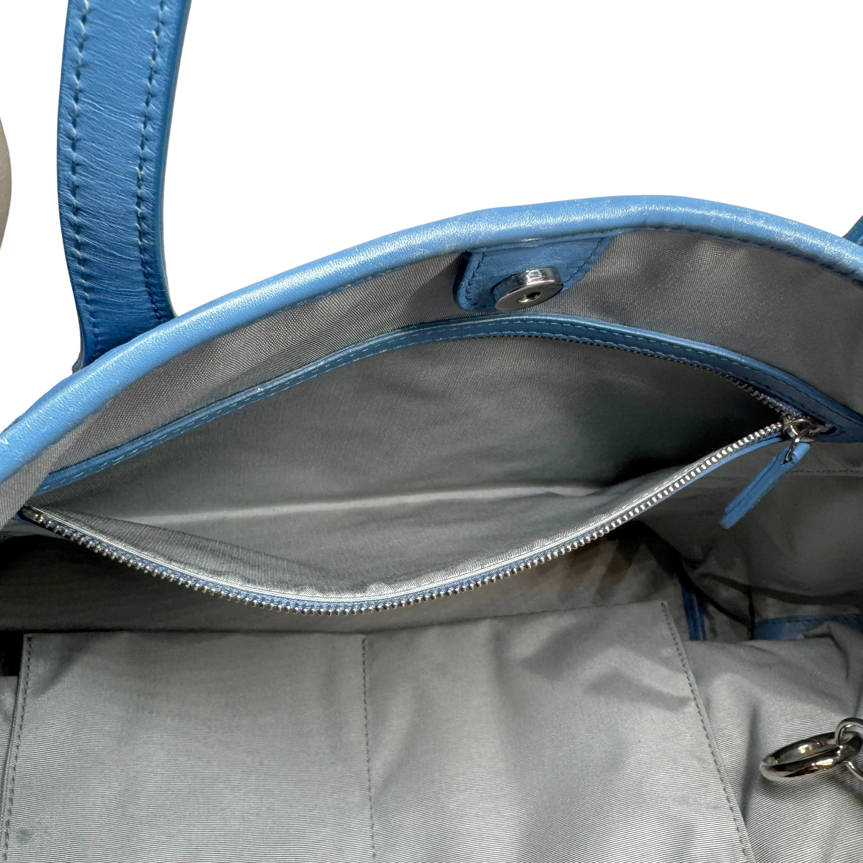 Dior Cannage Medium Panarea Tote Canvas Cobalt Blue