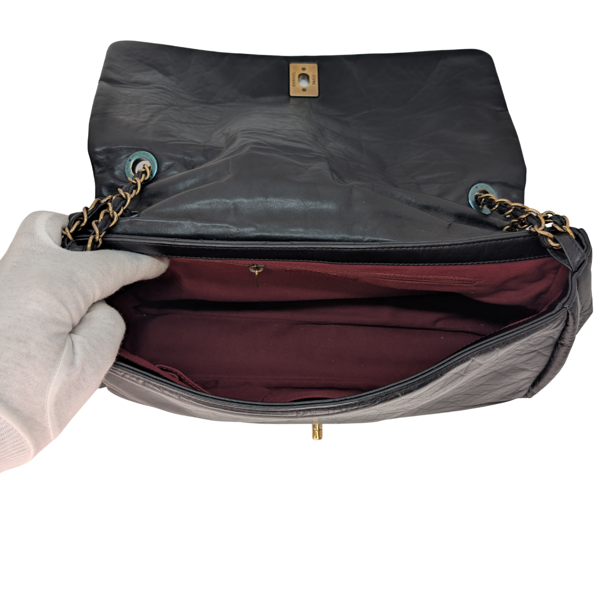 Chanel Pondicherry Flap Medium Handbag Leather Black