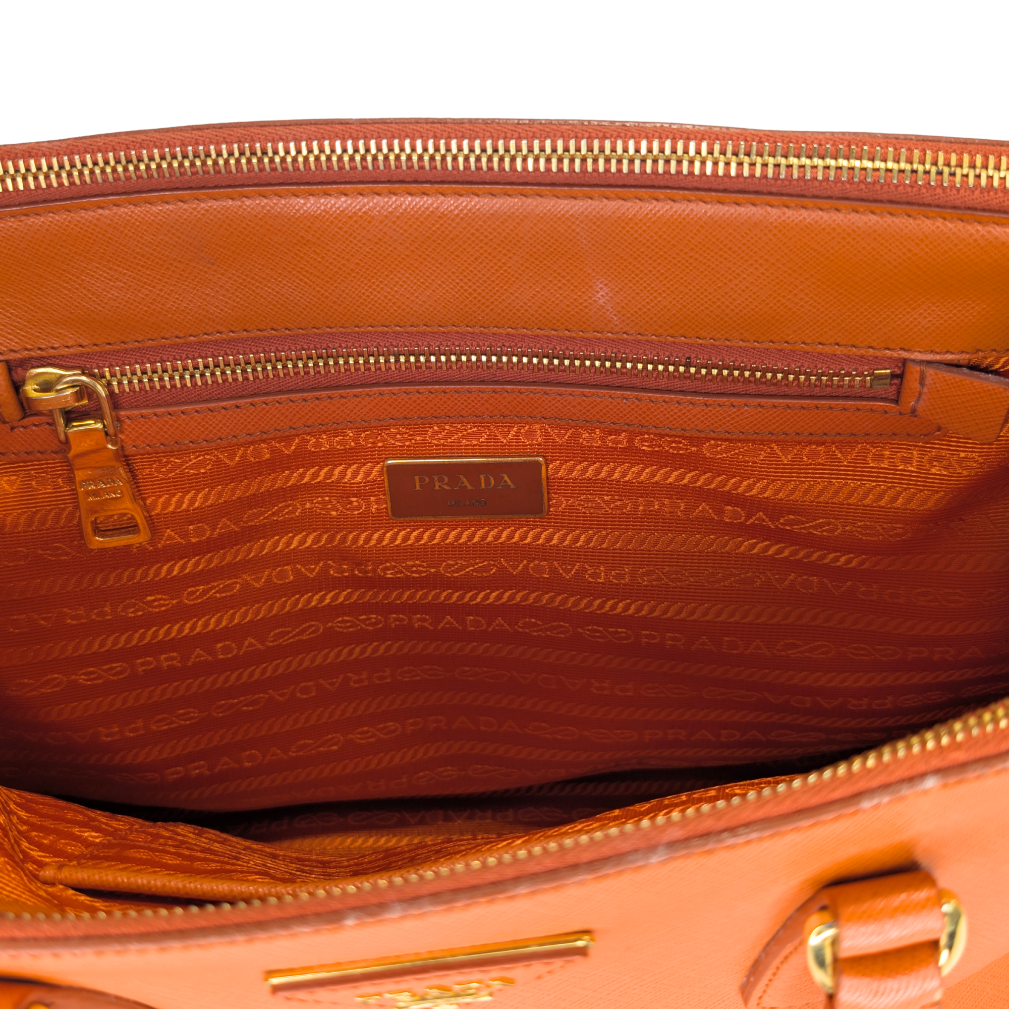 Prada Galleria Handbag Saffiano Leather Orange