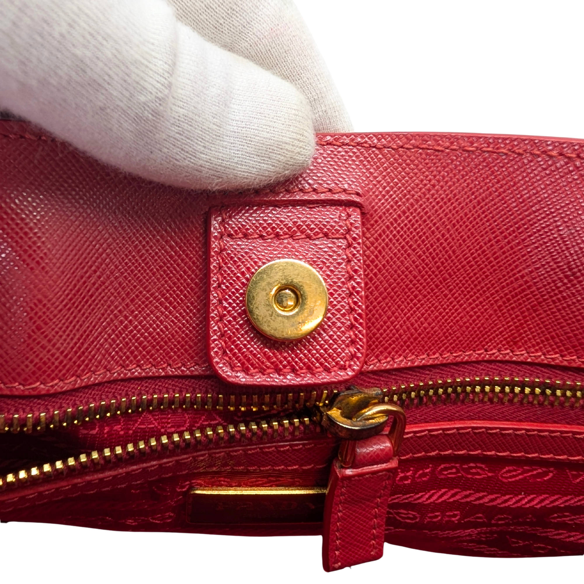 Prada Lux Open Saffiano Tote Bag Red