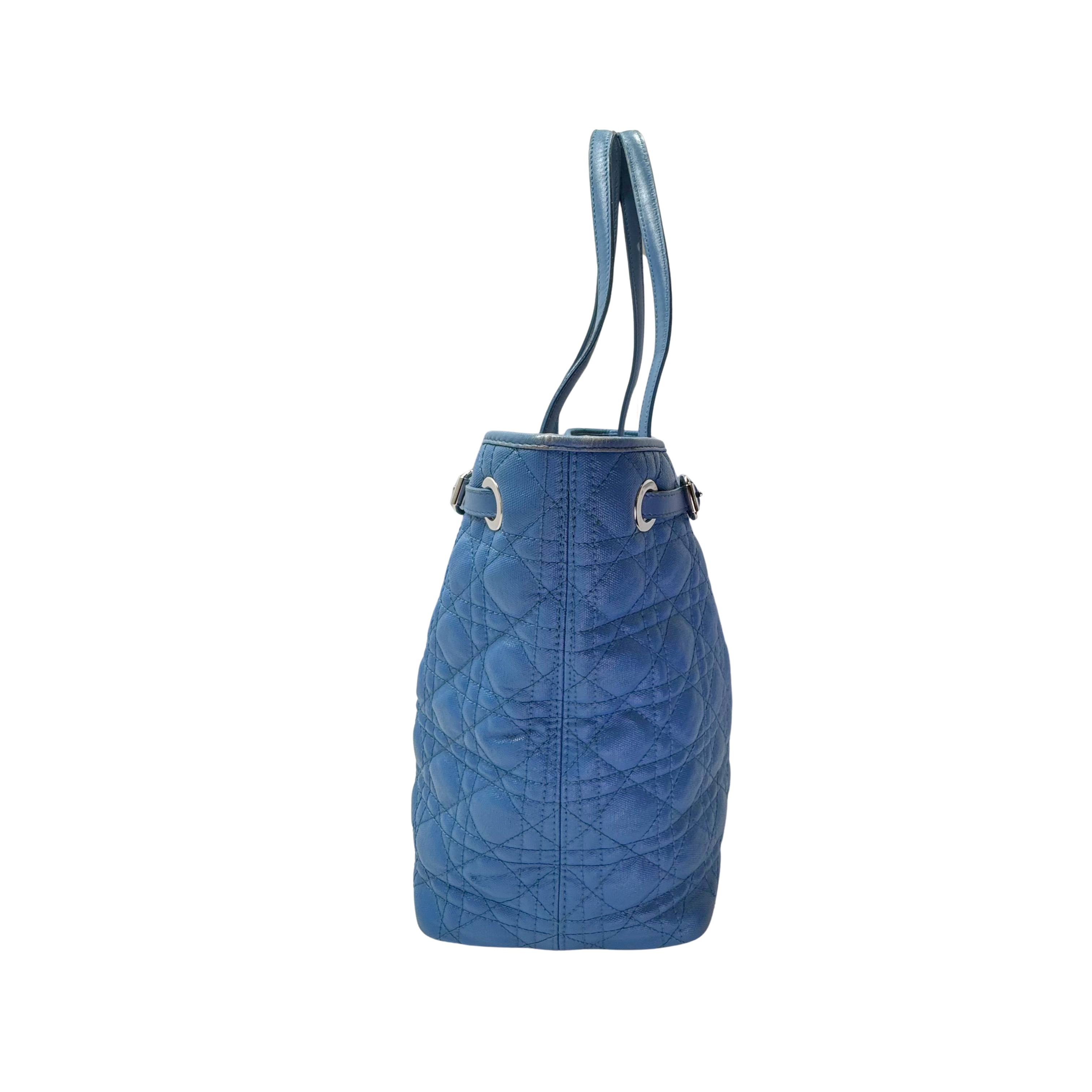 Dior Cannage Medium Panarea Tote Canvas Cobalt Blue