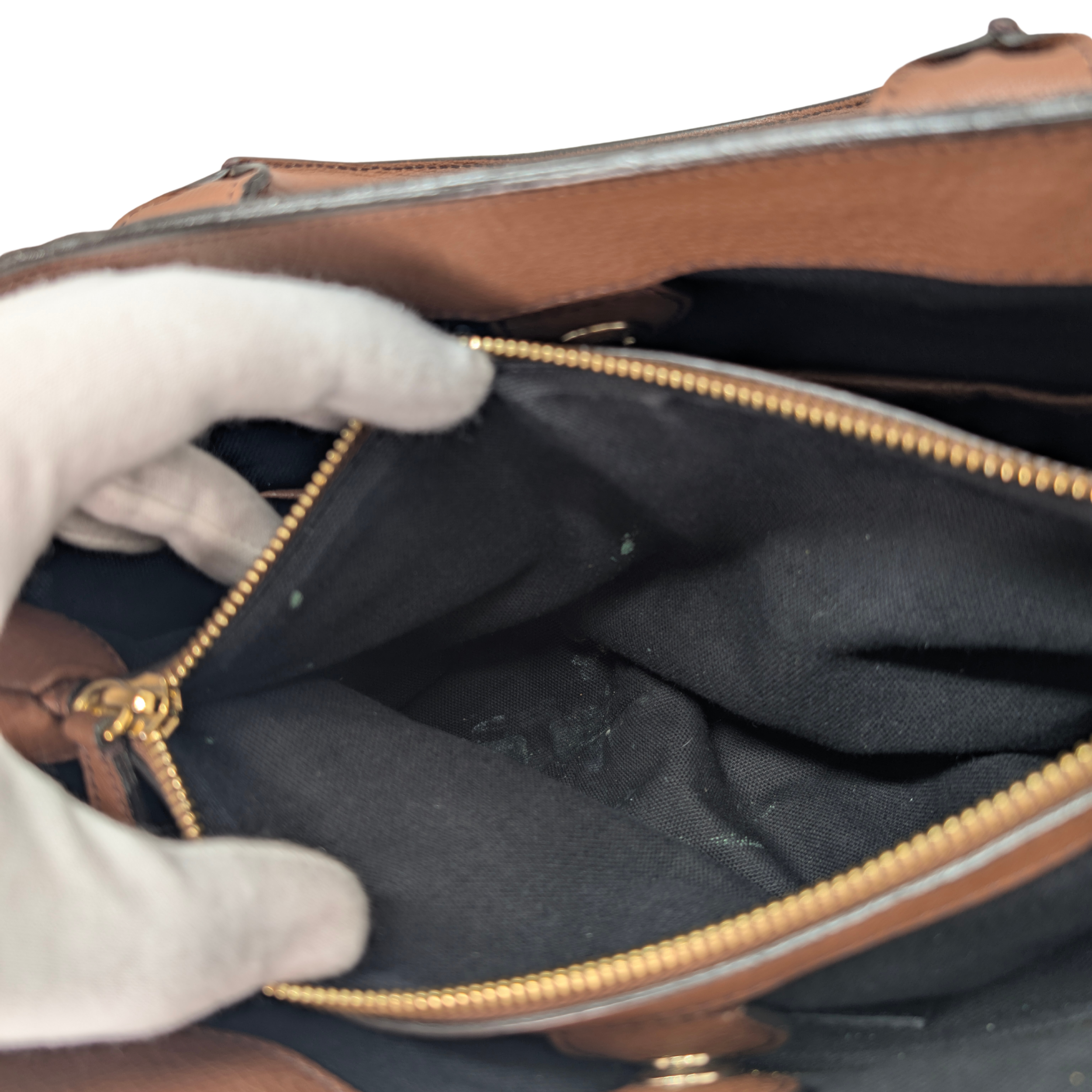 Burberry Brown Pebbled Leather House Check Medium Banner Tote Bag