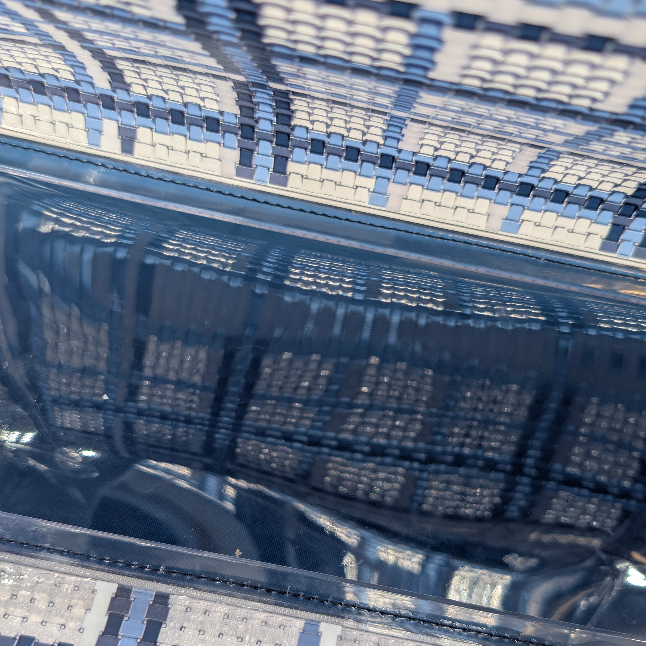 Delvaux Vinyl Gingham The Dreamer MM Brillant Satchel Bag Navy