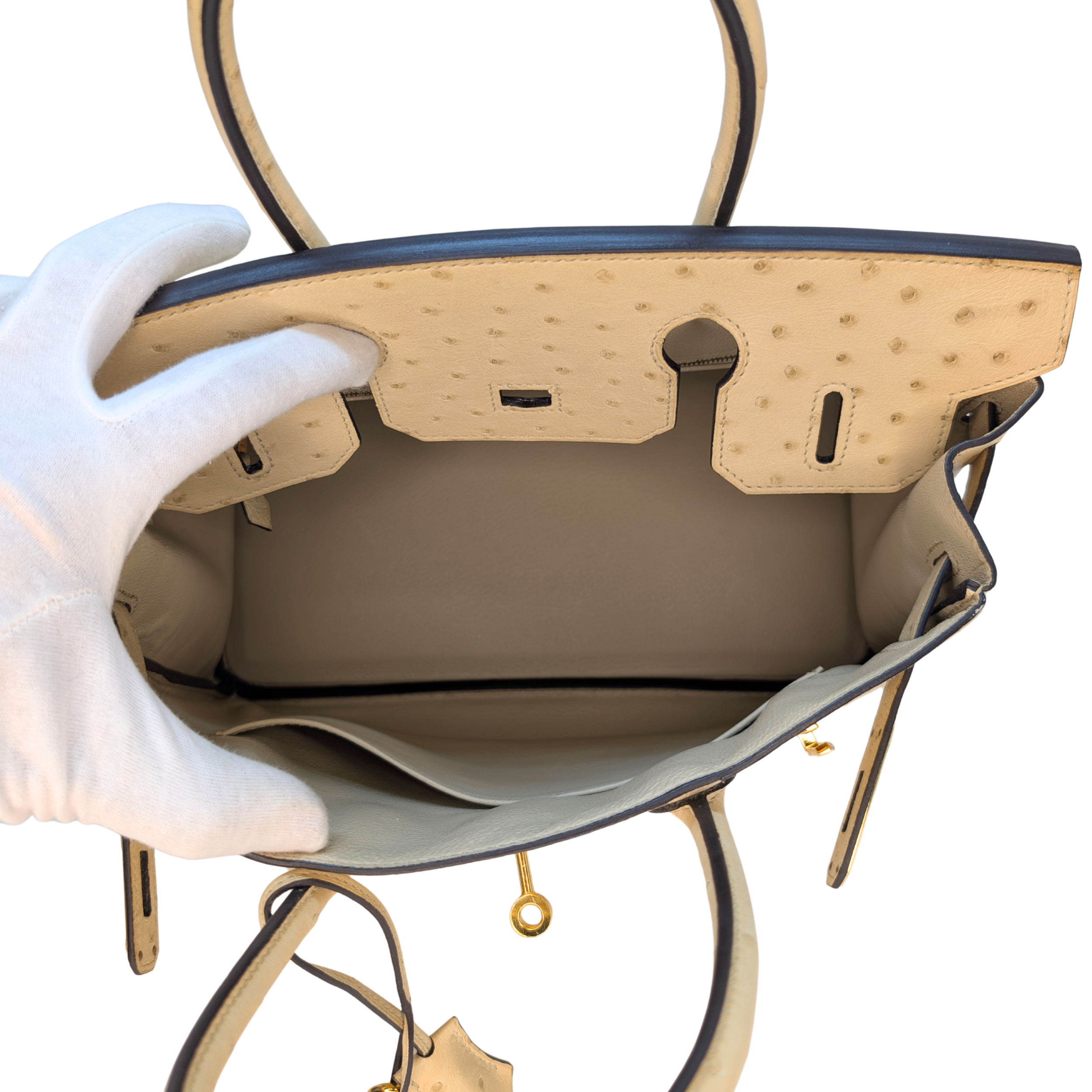 Hermès Birkin 30 Parchemin Ostrich Bag T Stamp GHW