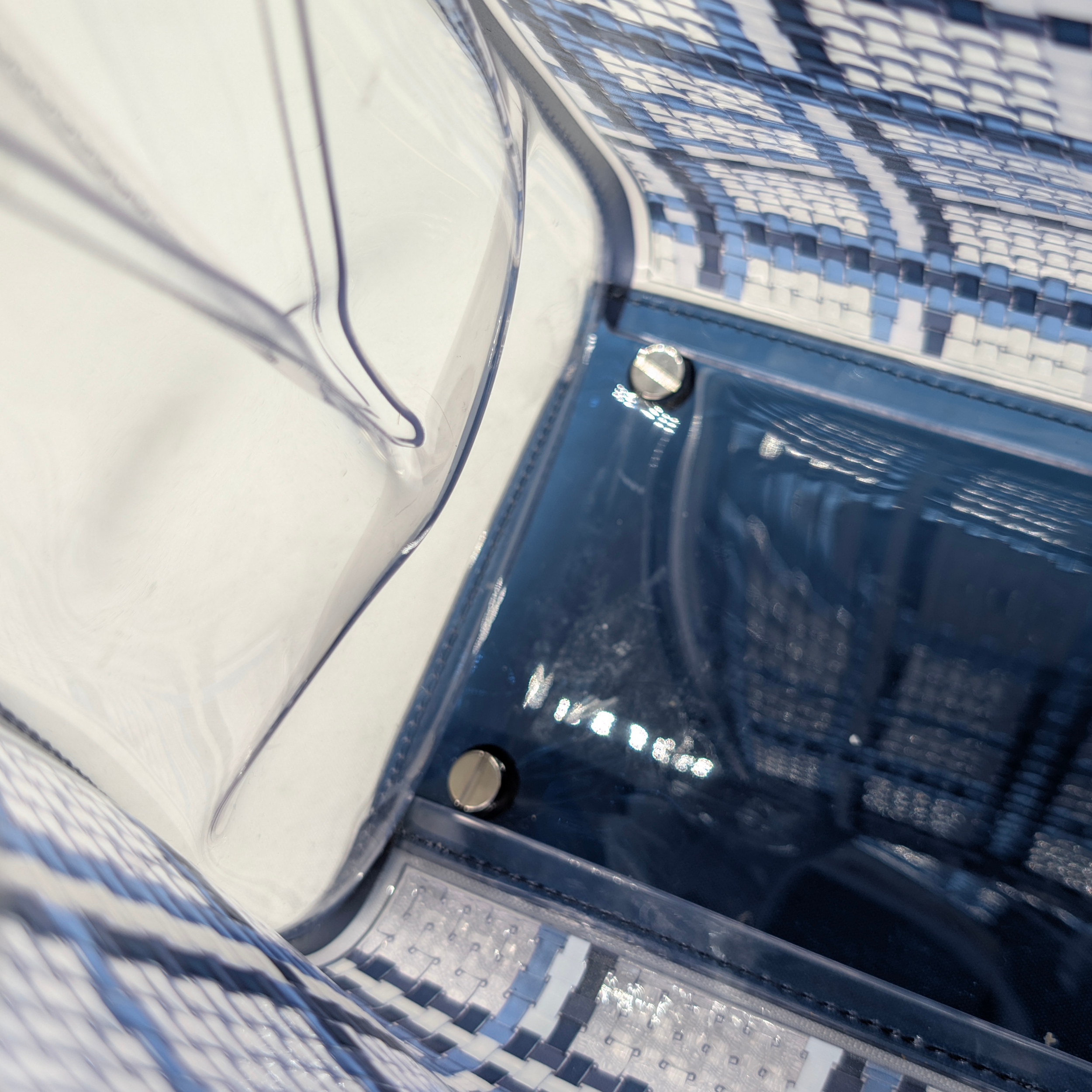 Delvaux Vinyl Gingham The Dreamer MM Brillant Satchel Bag Navy