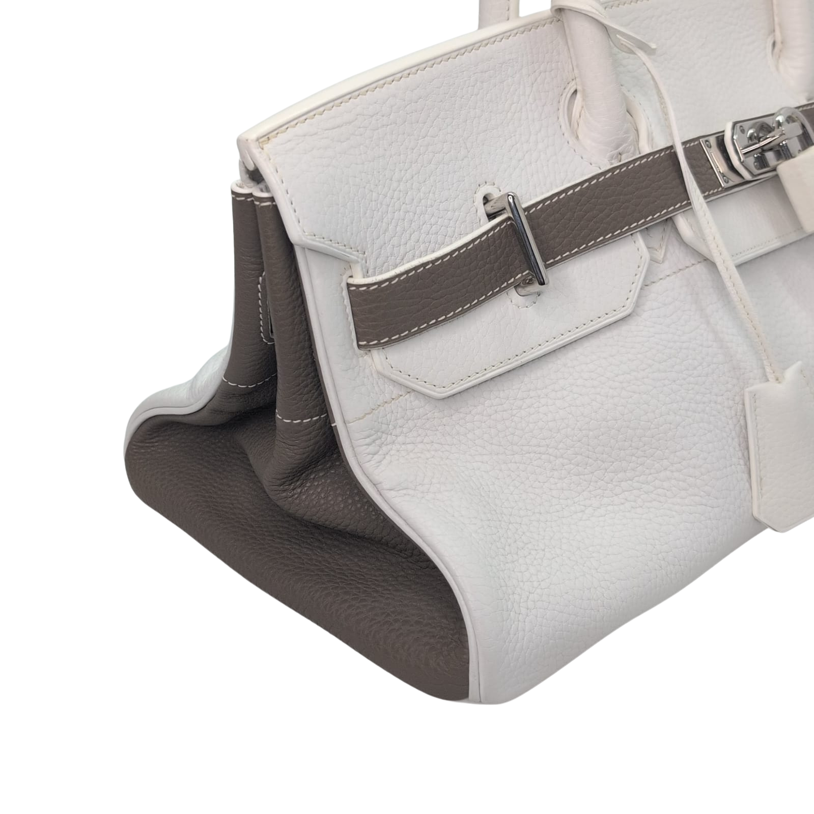 Hermès Birkin Shoulder 42 White Etoupe Clemence Palladium Hardware □J Stamp