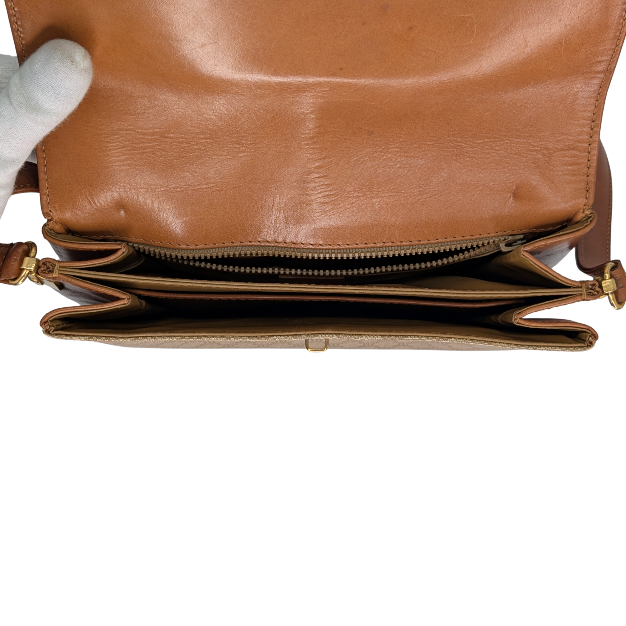 Celine Macadam Shoulder Bag Beige