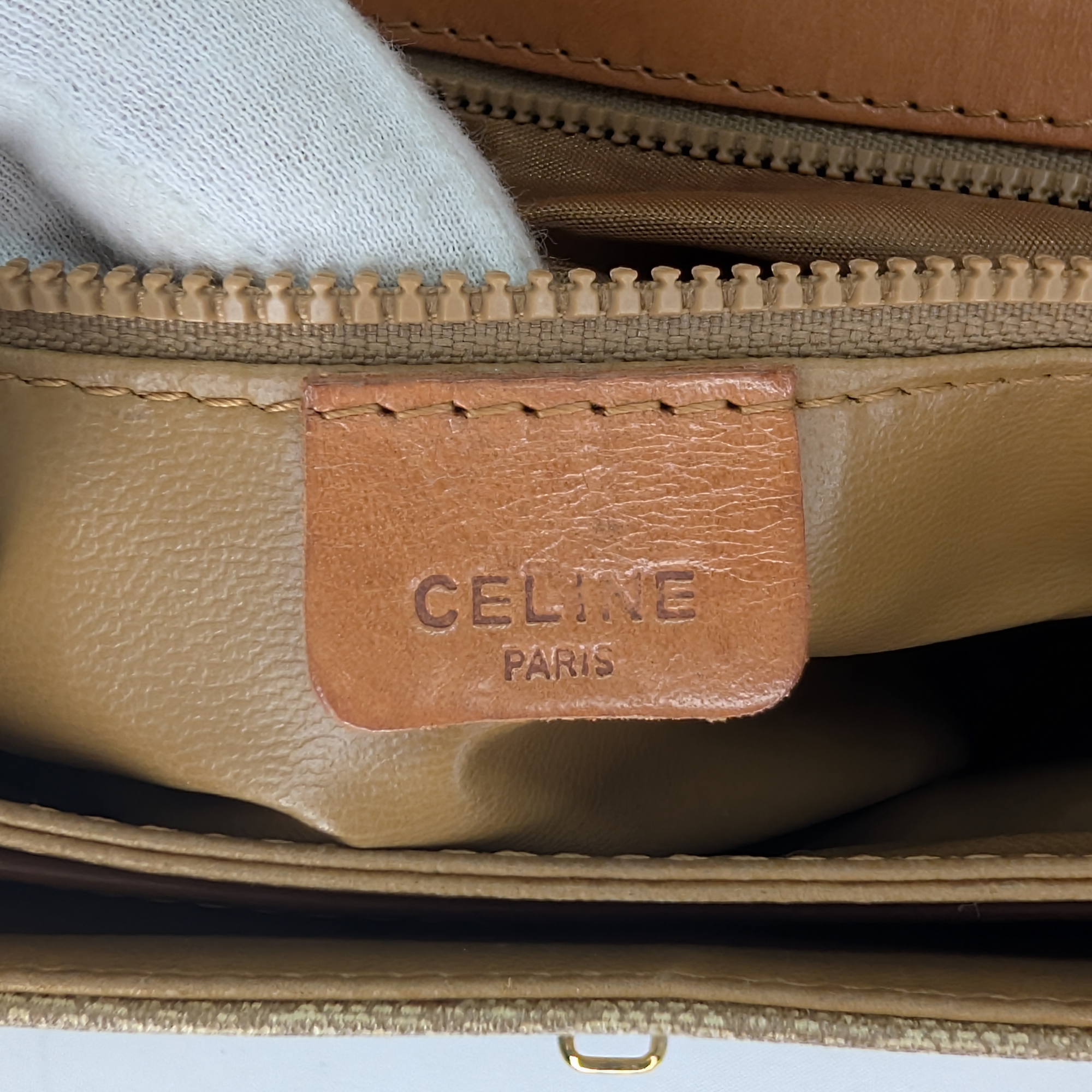 Celine Macadam Shoulder Bag Beige