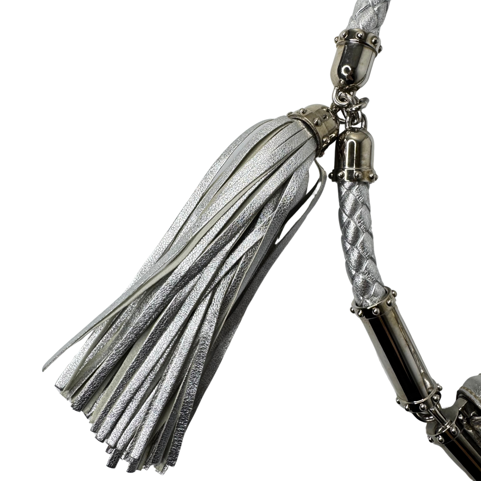 Gucci Guccissima Small Britt Tassel Shoulder Bag – Silver
