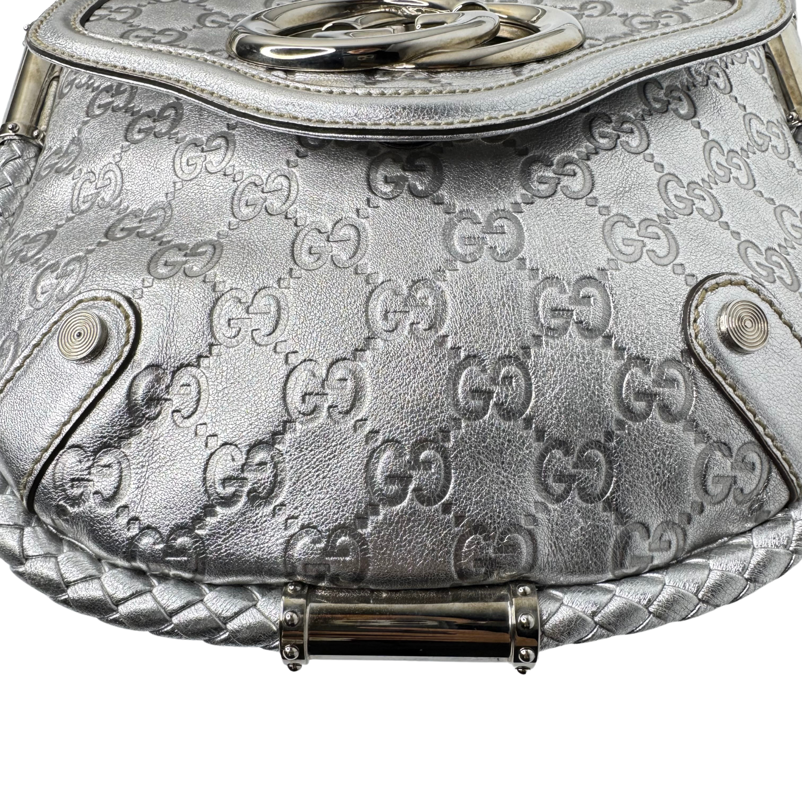 Gucci Guccissima Small Britt Tassel Shoulder Bag – Silver