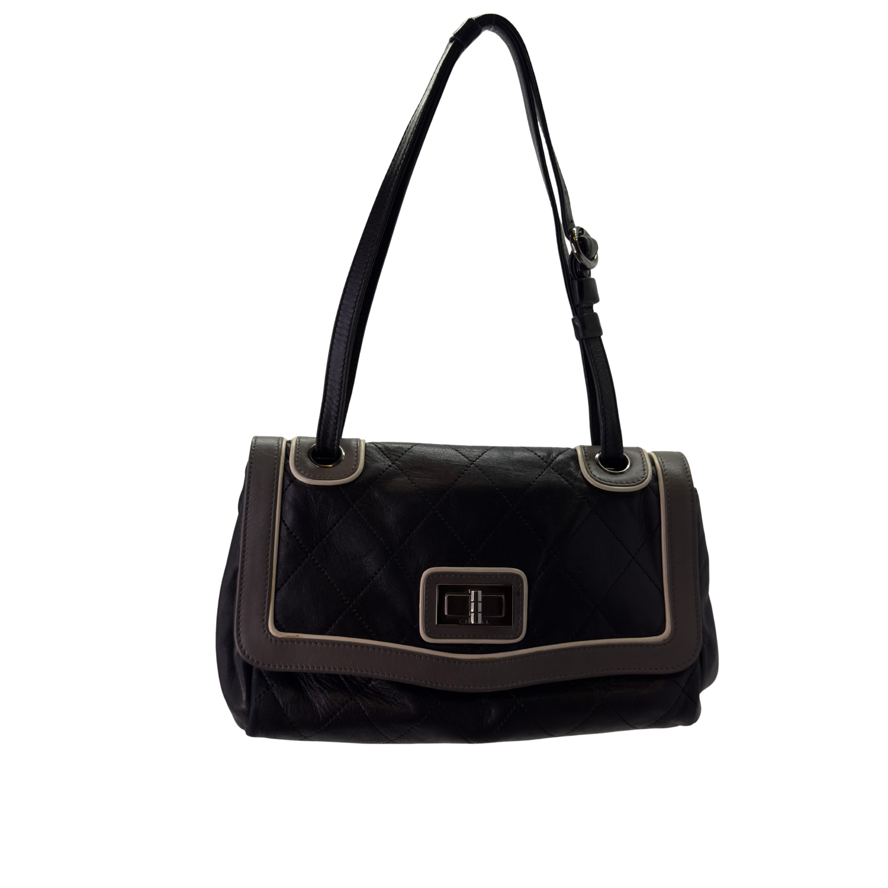 Chanel East-West Shoulder Bag Leather Black