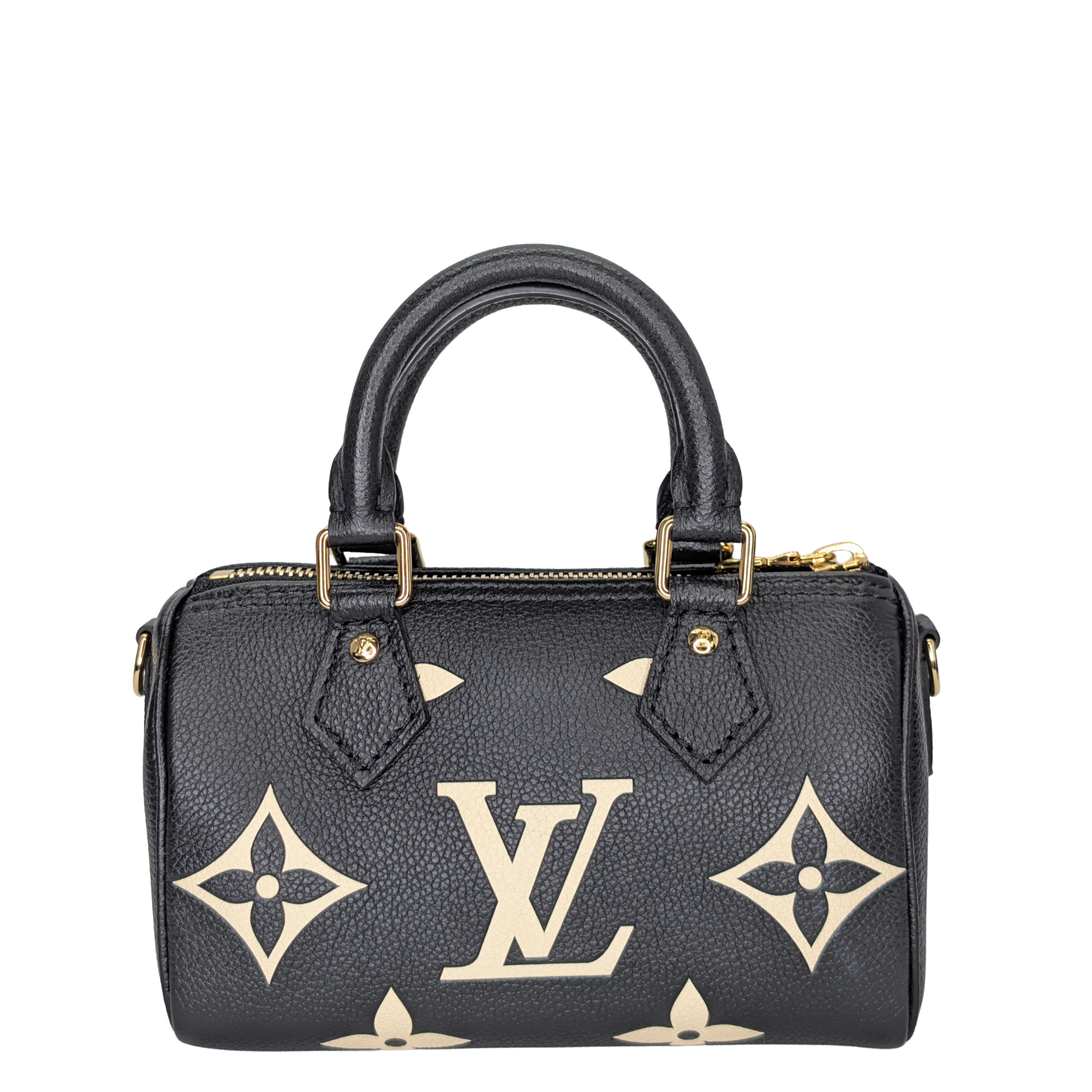 Louis Vuitton Nano Speedy Bicolor Monogram Giant Empreinte Leather Black