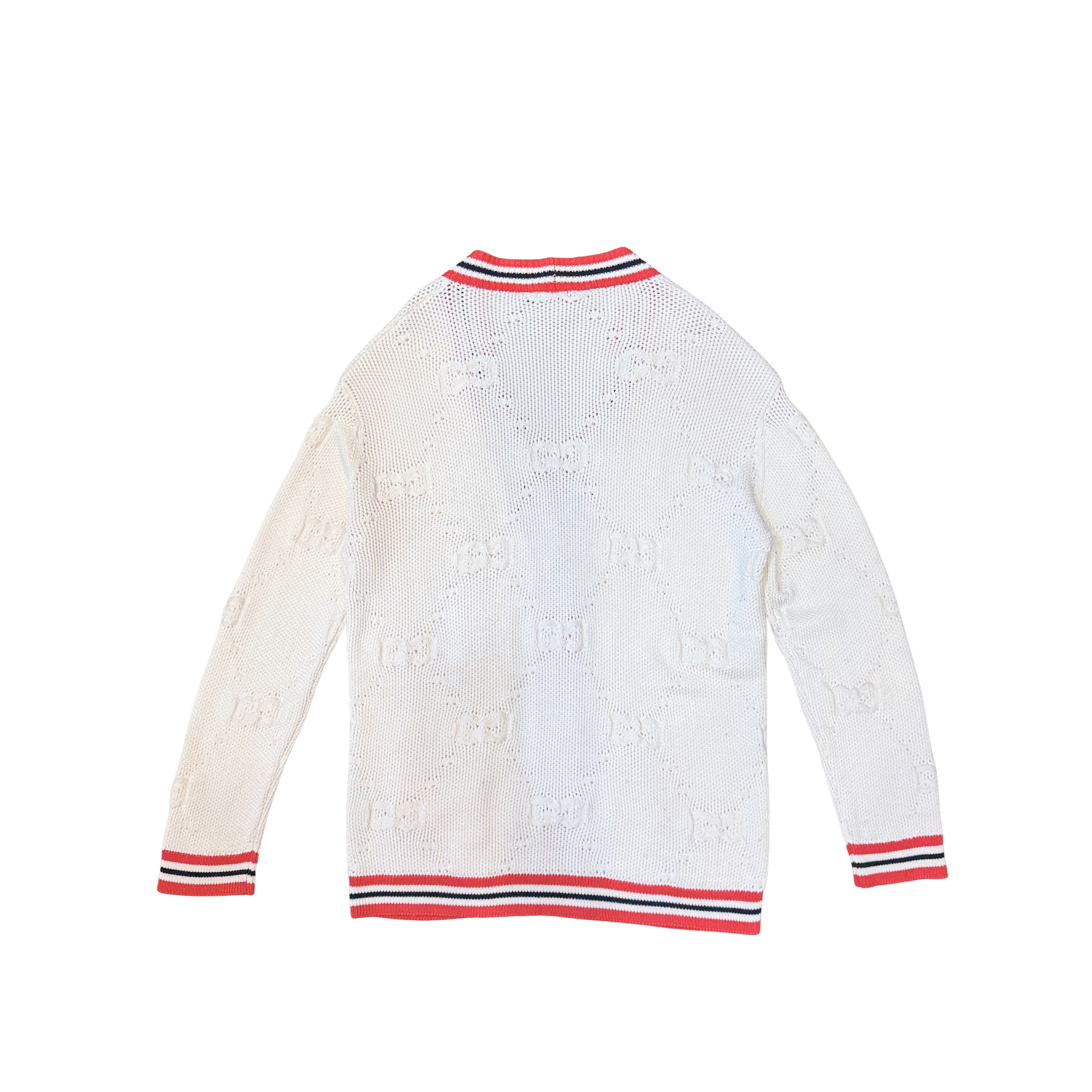 Gucci Striped Knit Cardigan Wool White Large