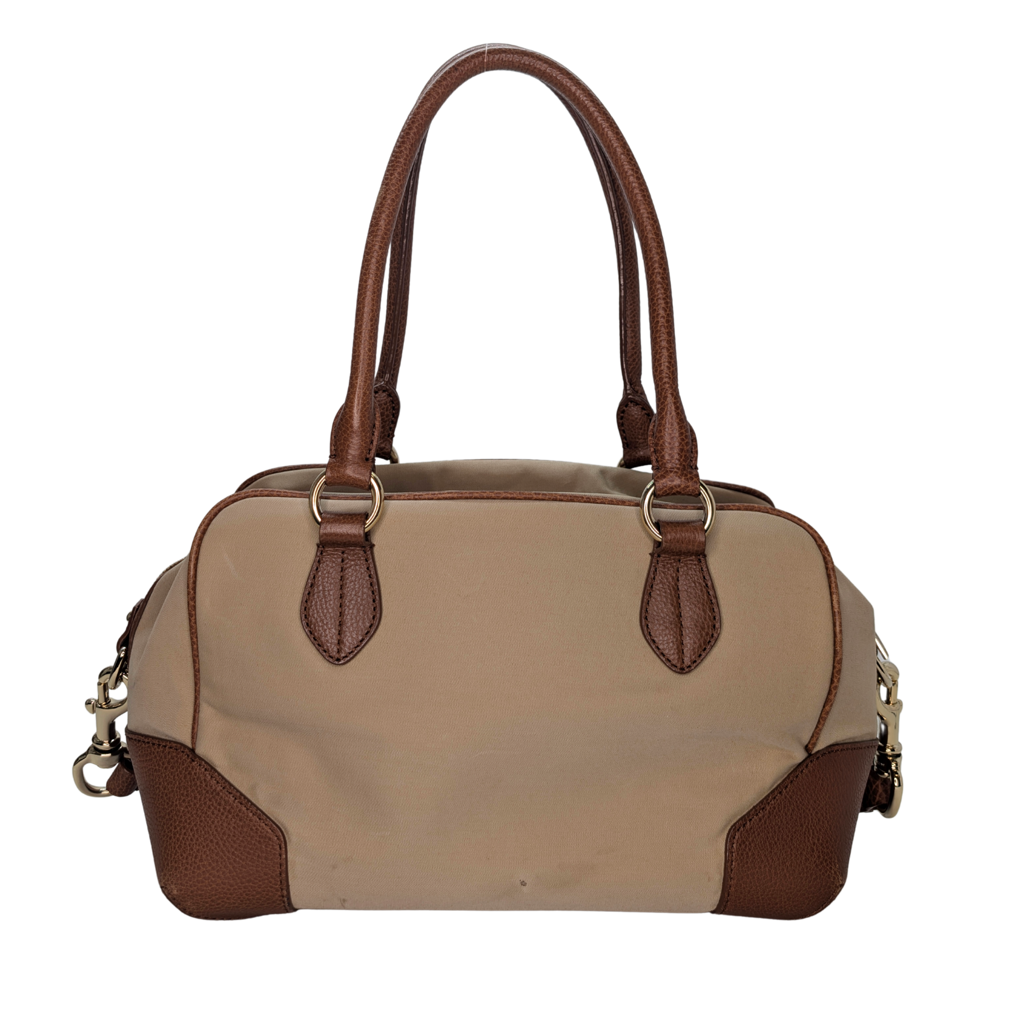 Burberry Embroidered Canvas X Leather Bowling Shoulder Bag