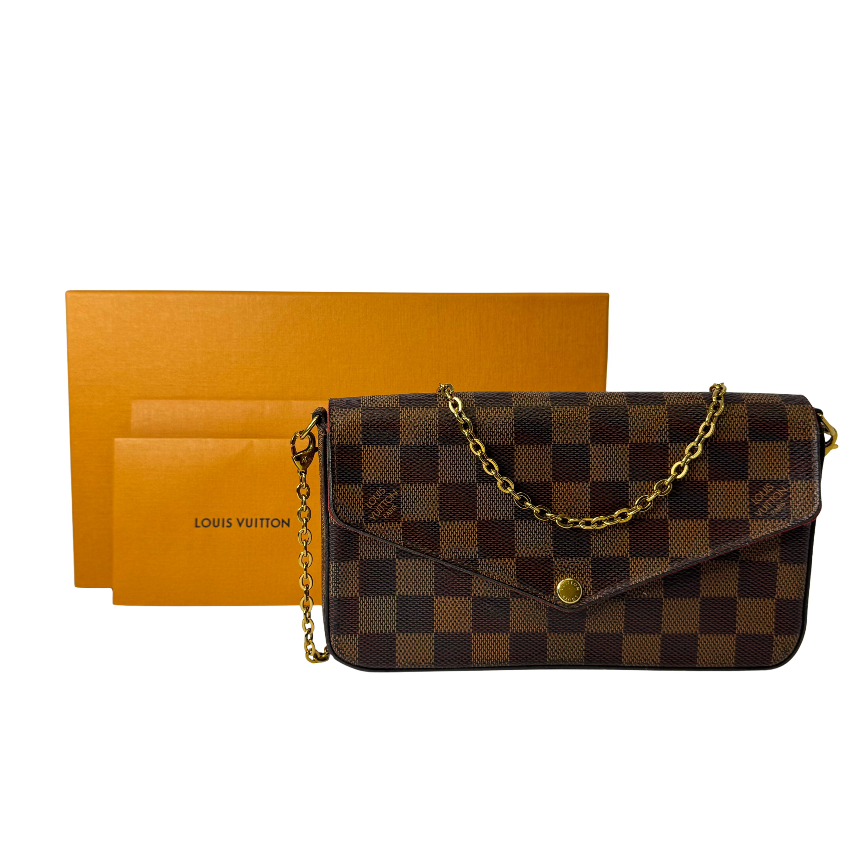 Louis Vuitton Damier Ebene Felicie Pochette Chain Wallet Bag