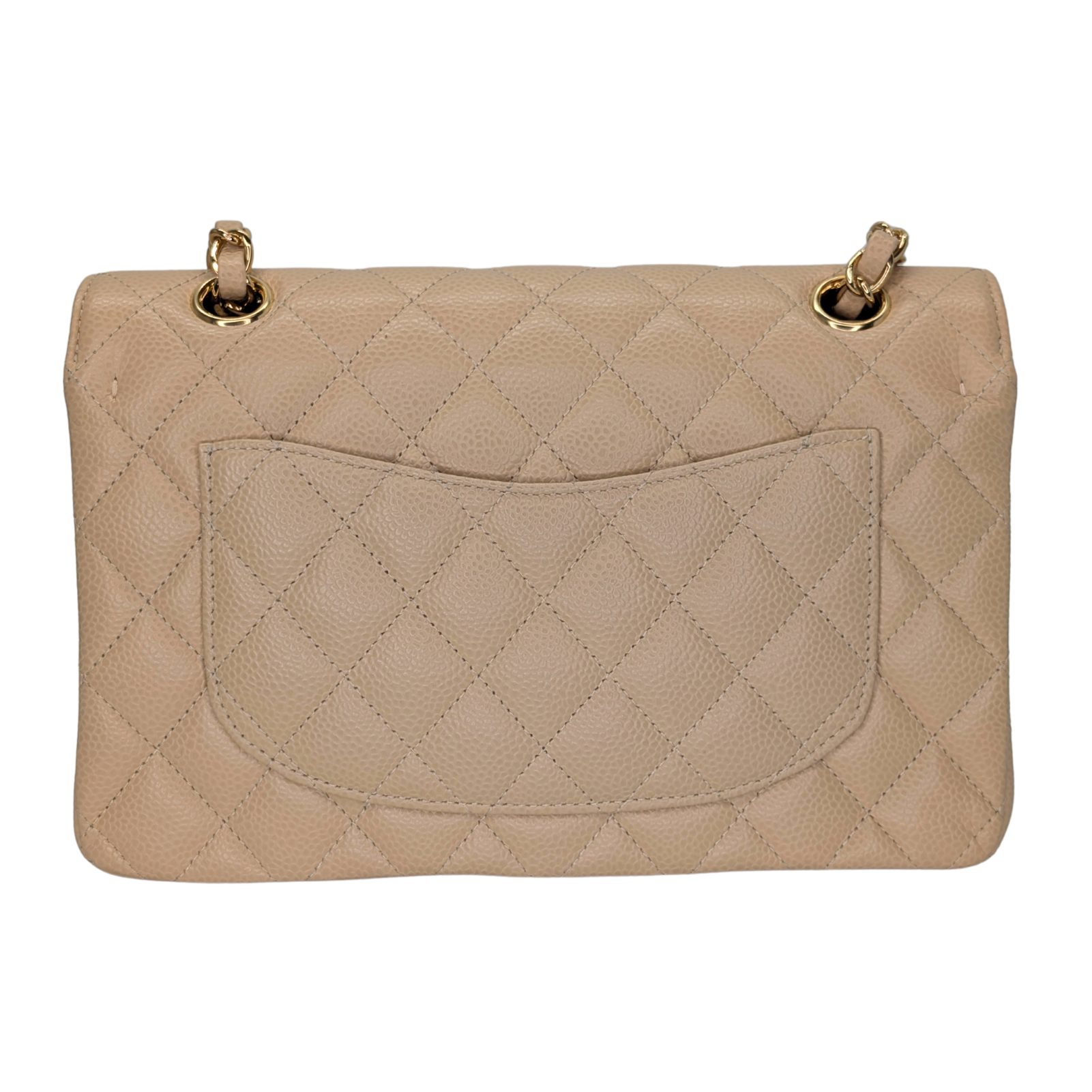 Chanel Classic Flap Small Caviar 2022 Microchip Shoulder Bag Beige