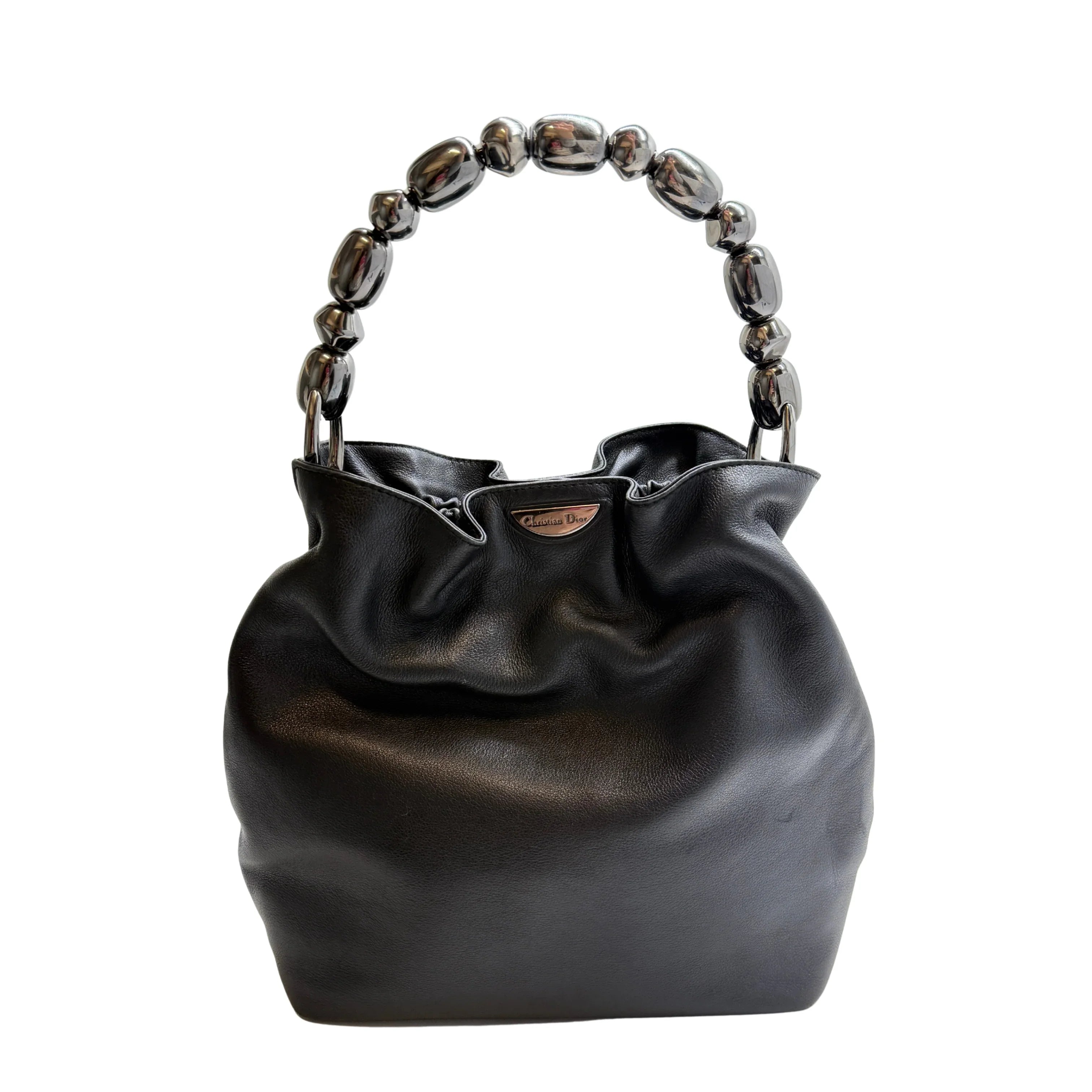 Christian Dior Malice Pearl Handbag Leather Black - Lost Designer