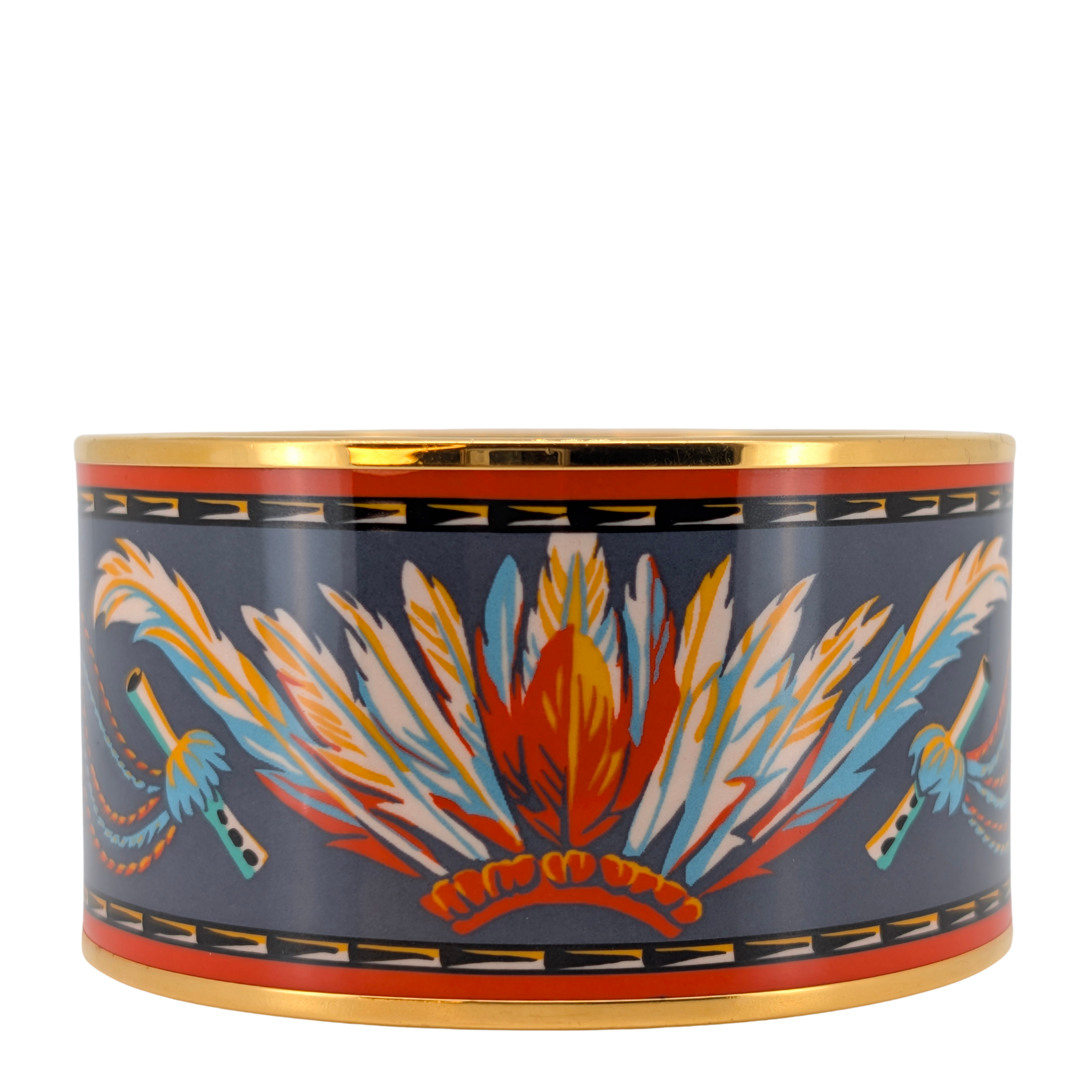 Hermès extra-wide Brazil Enamel Bangle Bracelet