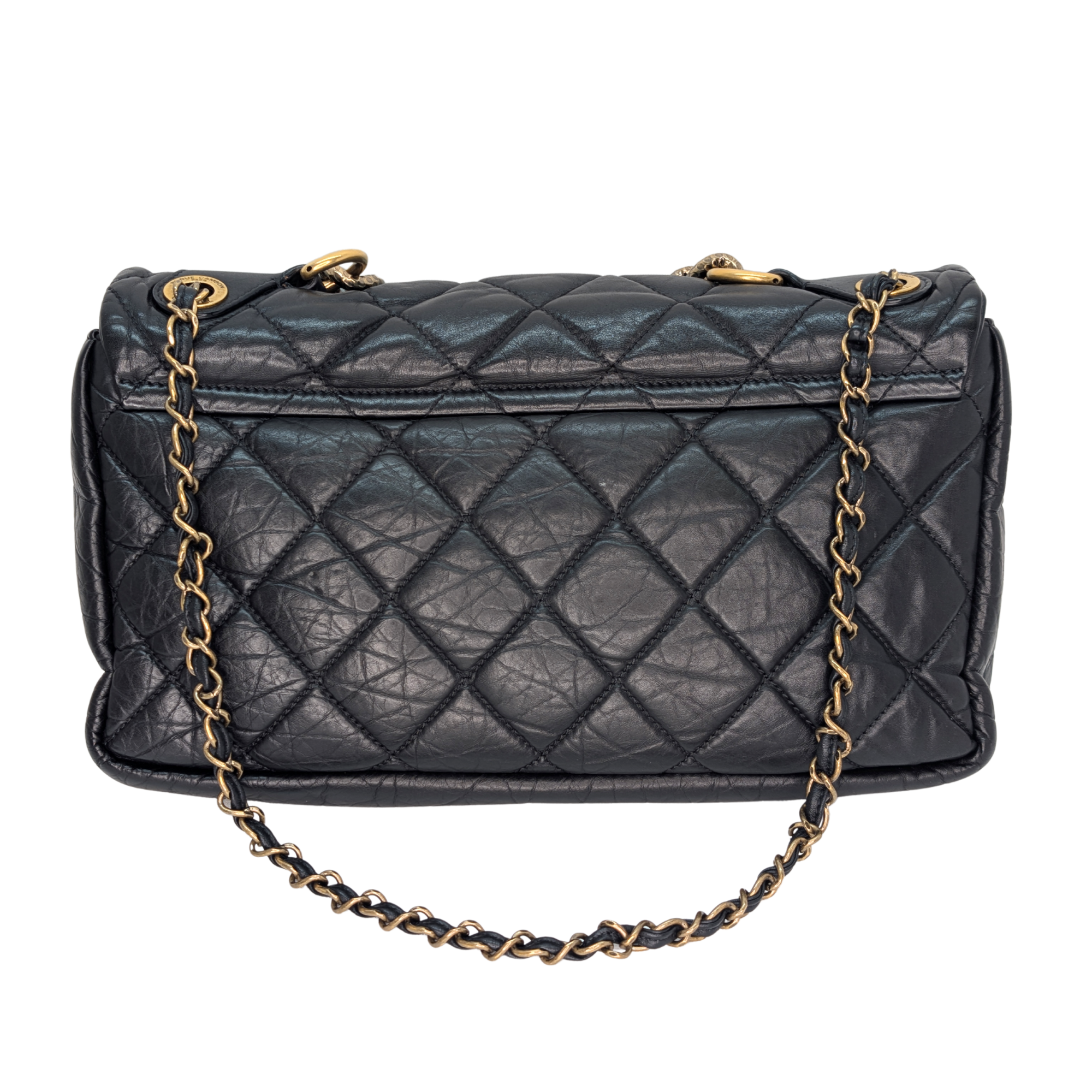 Chanel Pondicherry Flap Medium Handbag Leather Black