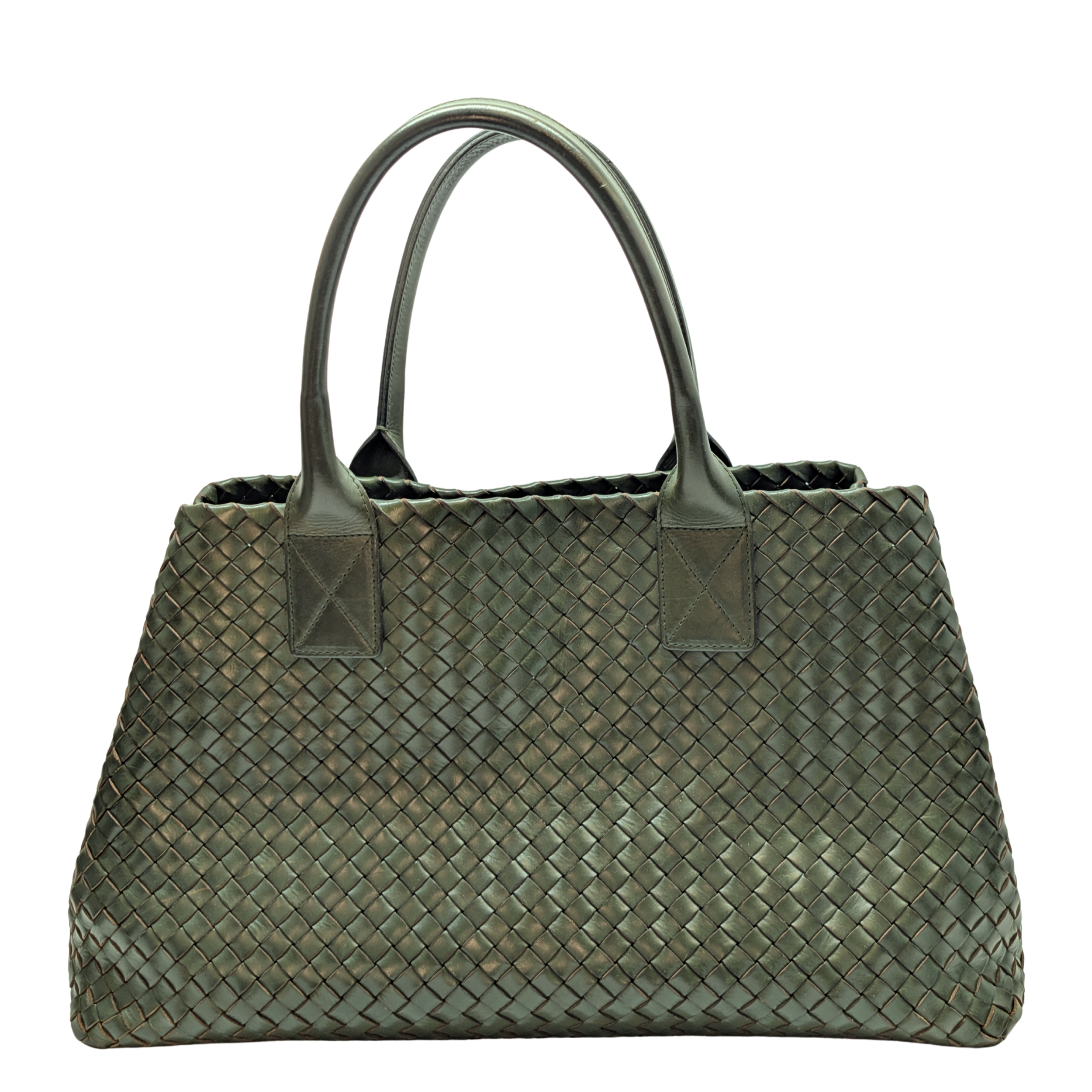 Bottega Veneta Intrecciato Leather Large Cabat Tote Bag Dark Olive Green