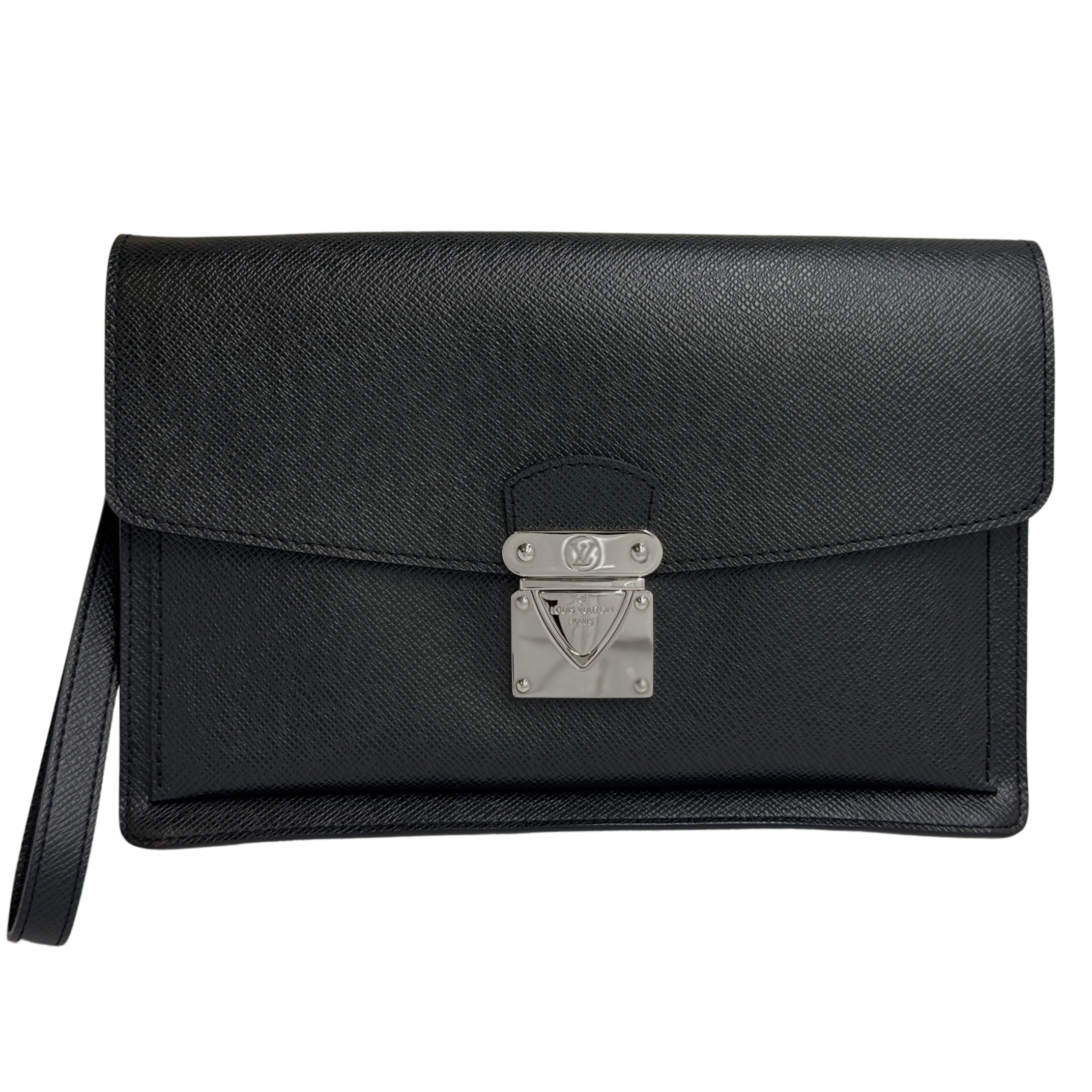 Louis Vuitton Taiga Pochette Belaia Ardoise Clutch Bag Black