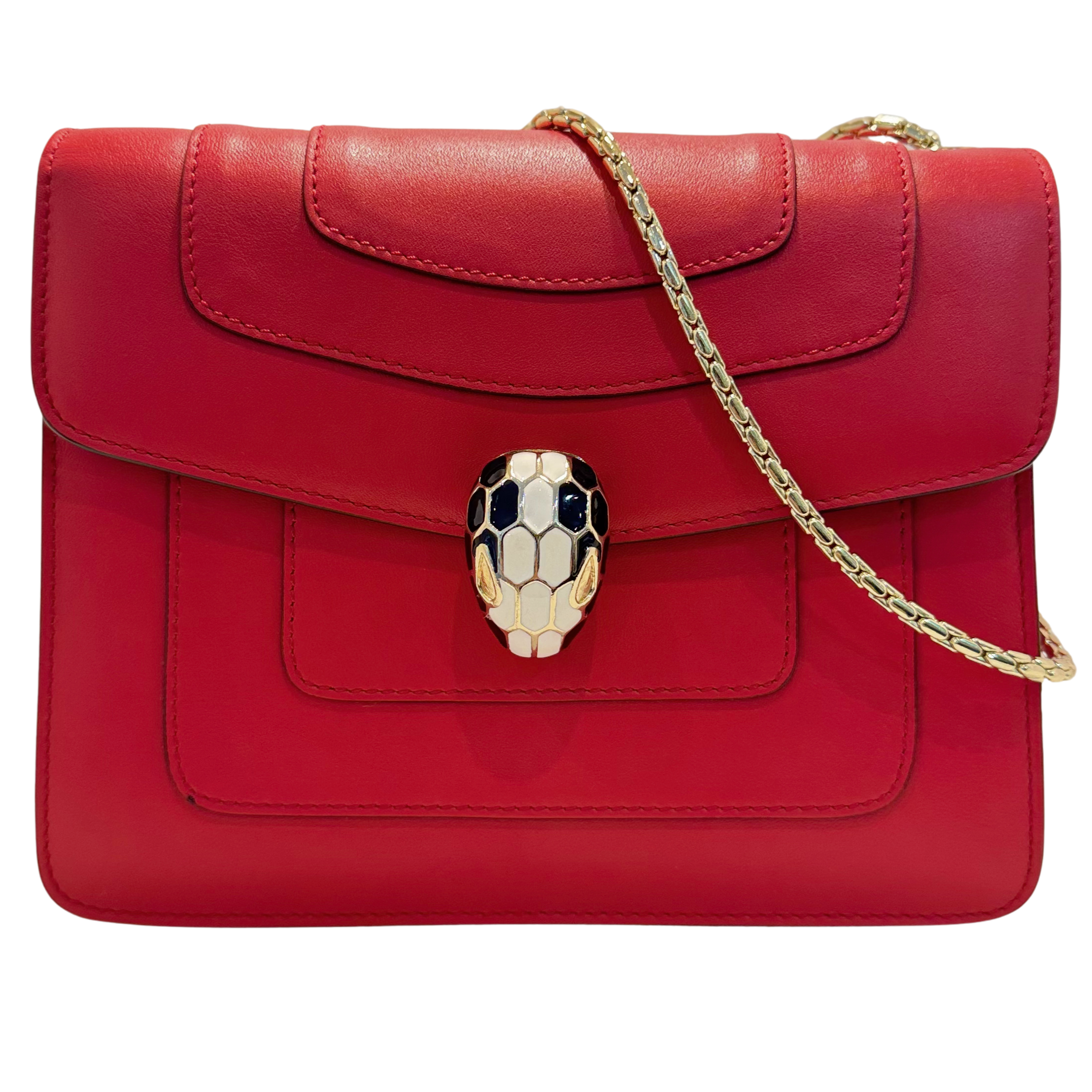 Bvlgari Serpent Forever Shoulder Bag Calfskin Red