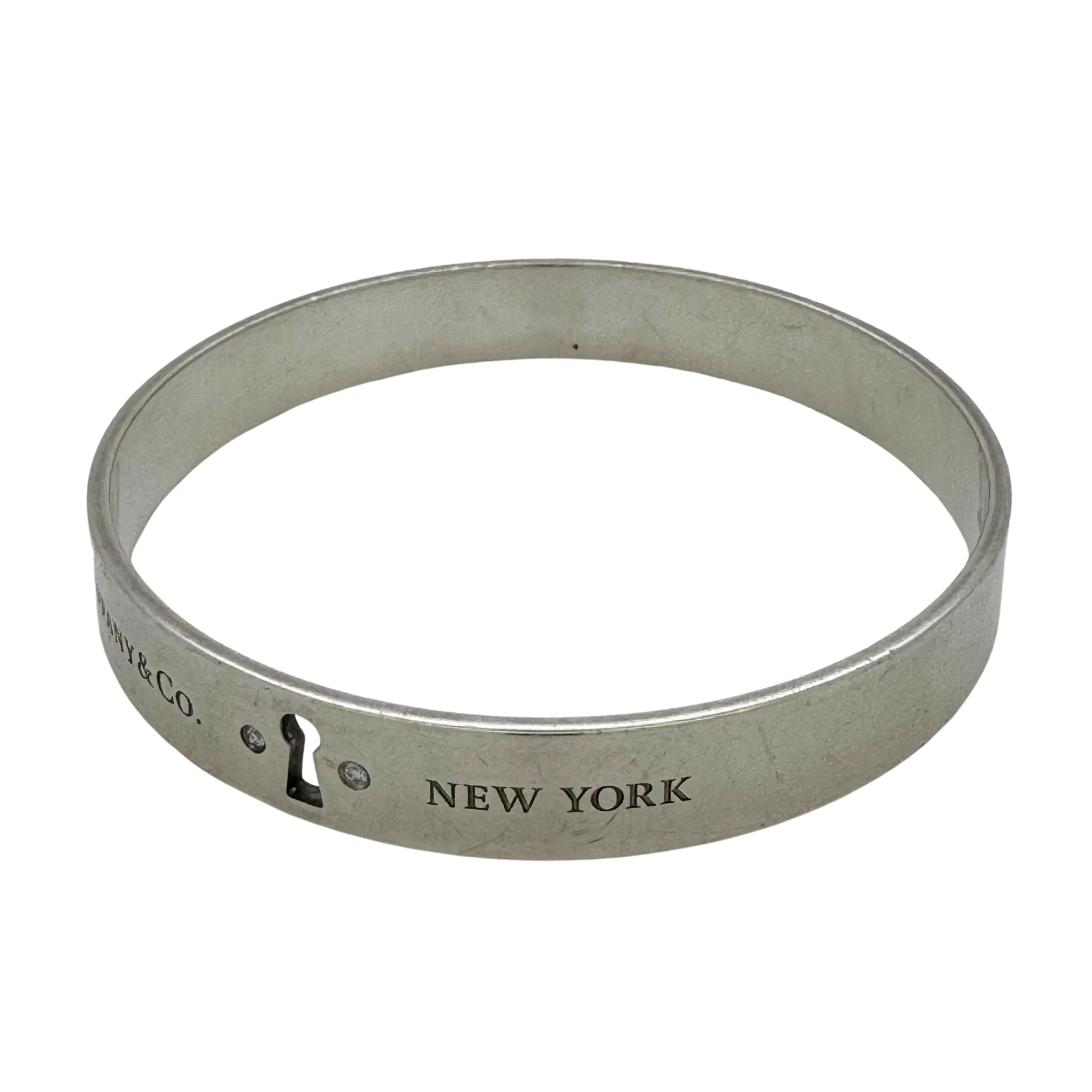 Tiffany & Co Diamond Lock Narrow Bangle Silver .04 TDW - Lost Designer