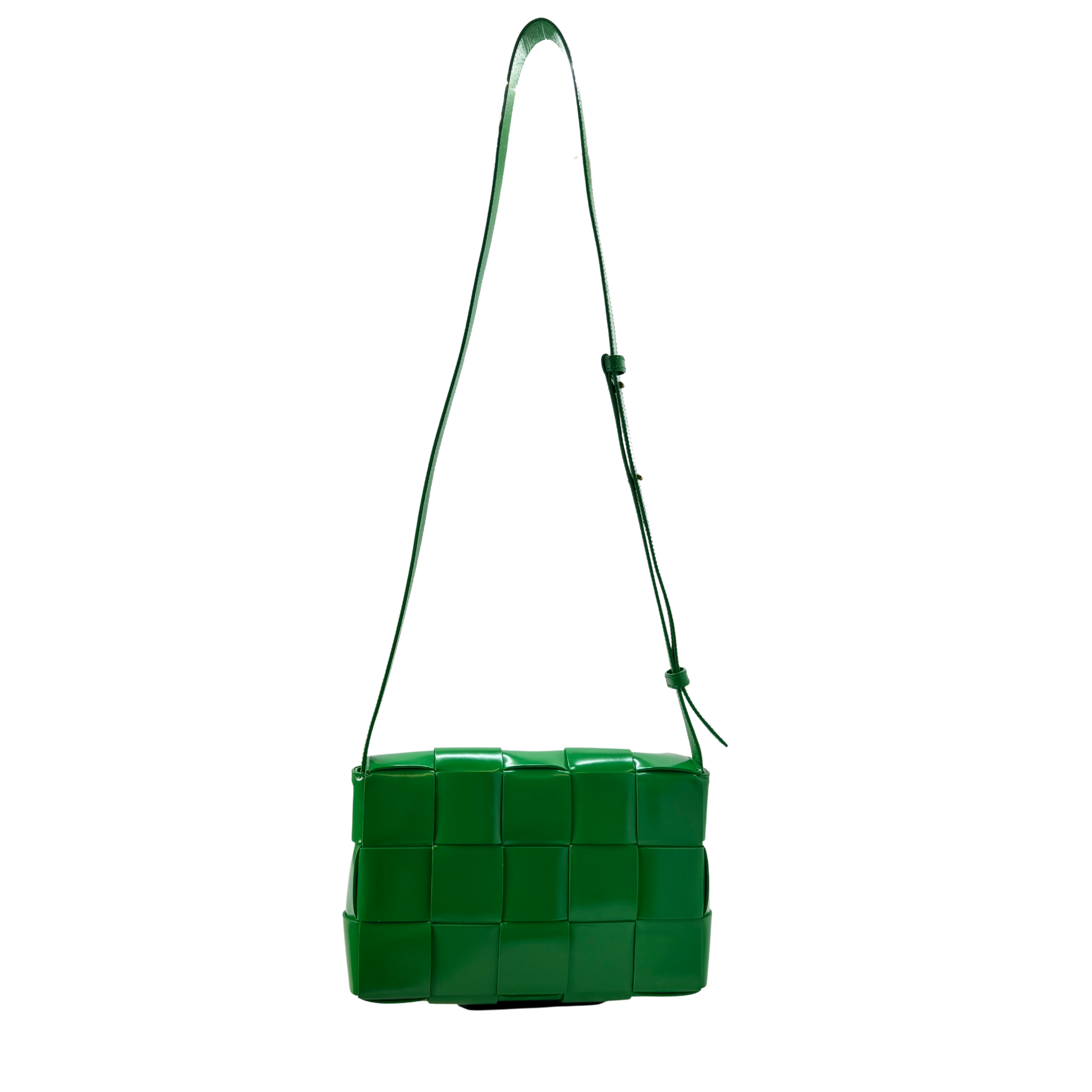 Bottega Veneta Patent Maxi Intrecciato Cassette Crossbody Bag Parakeet