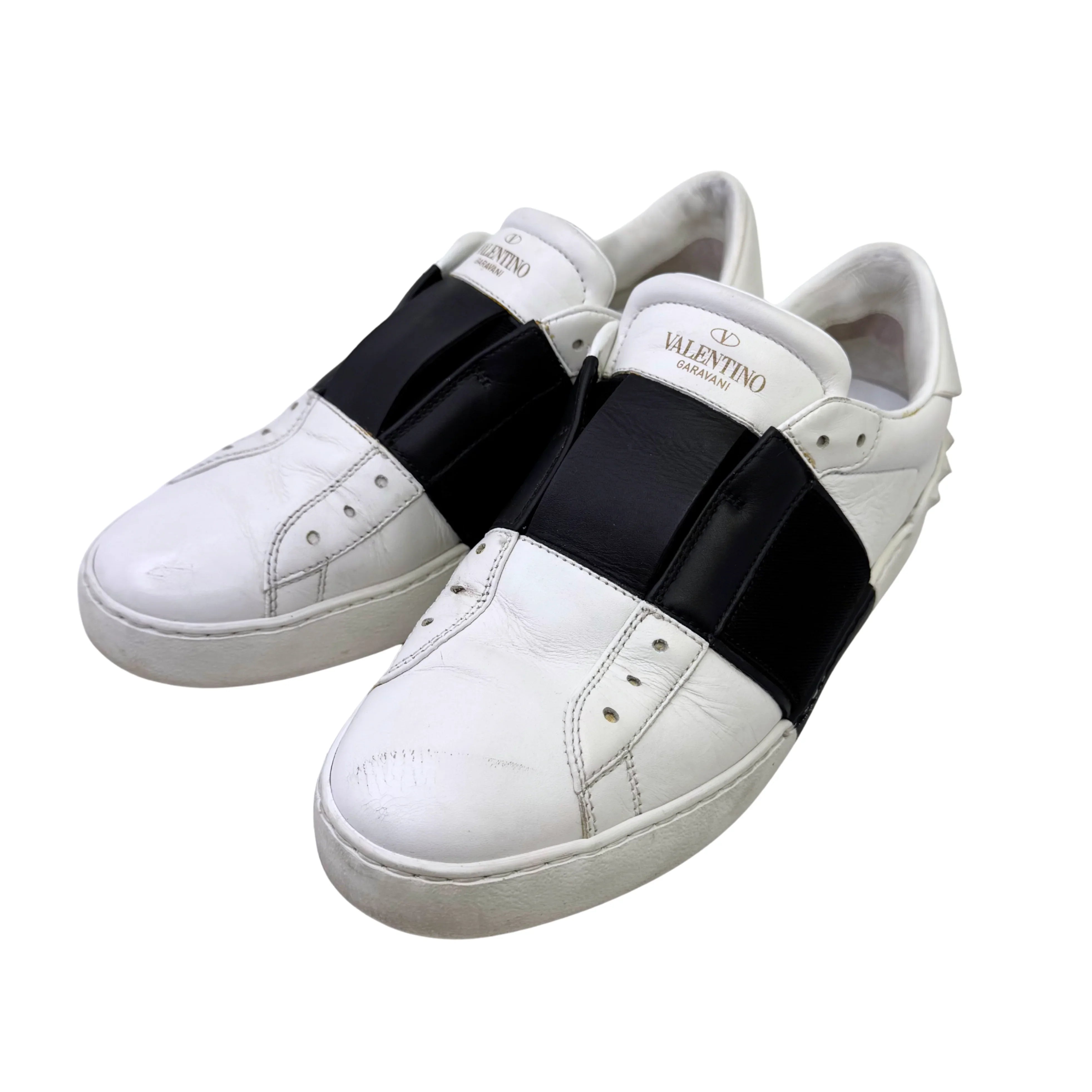 Valentino Open Slip On Sneaker White & Black Women's Size 38