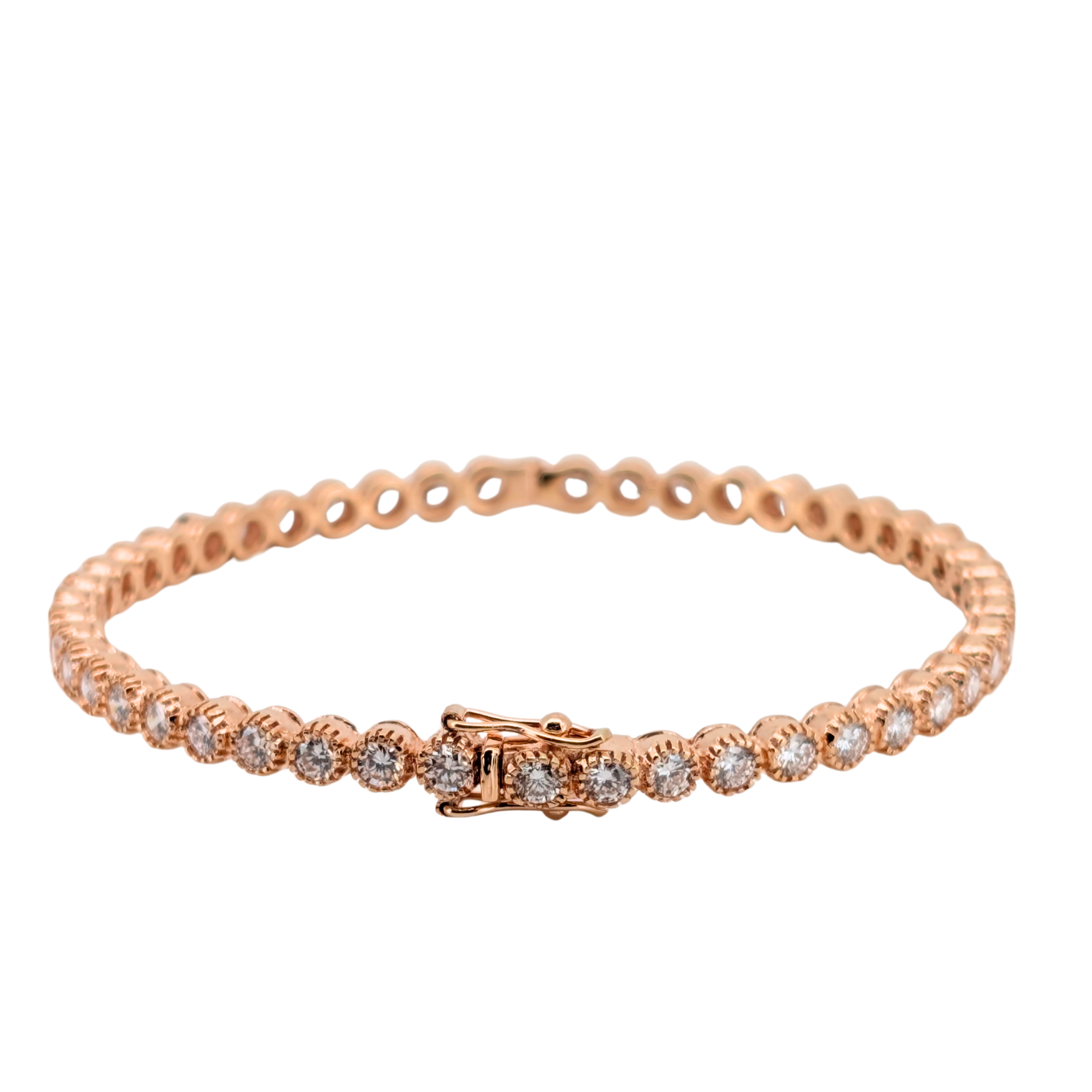 3.00Ct Natural Diamond Full Eternity Bangle In 18K Rose Gold