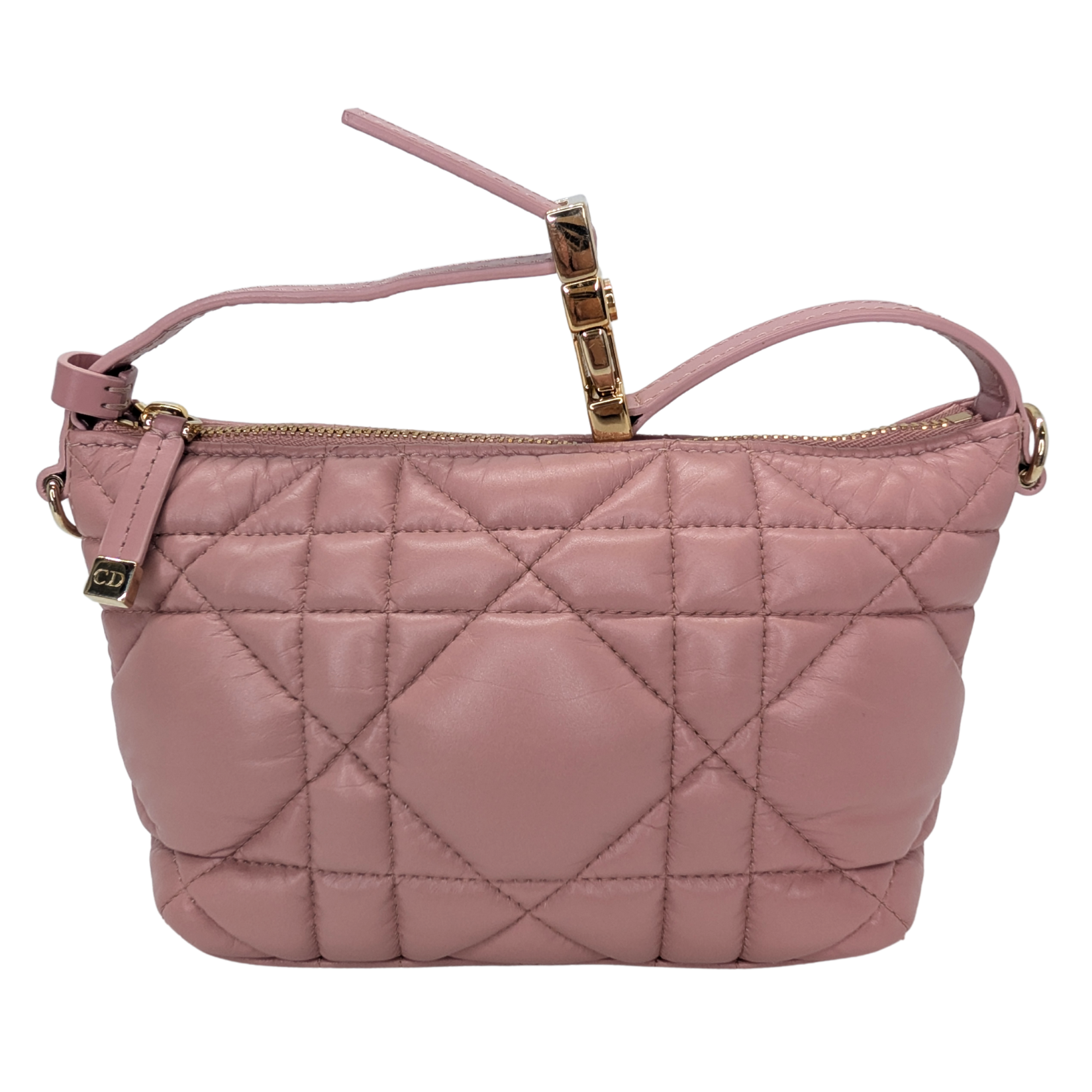 Dior Macrocannage Nomad Travel Pouch Bag Calfskin Pink