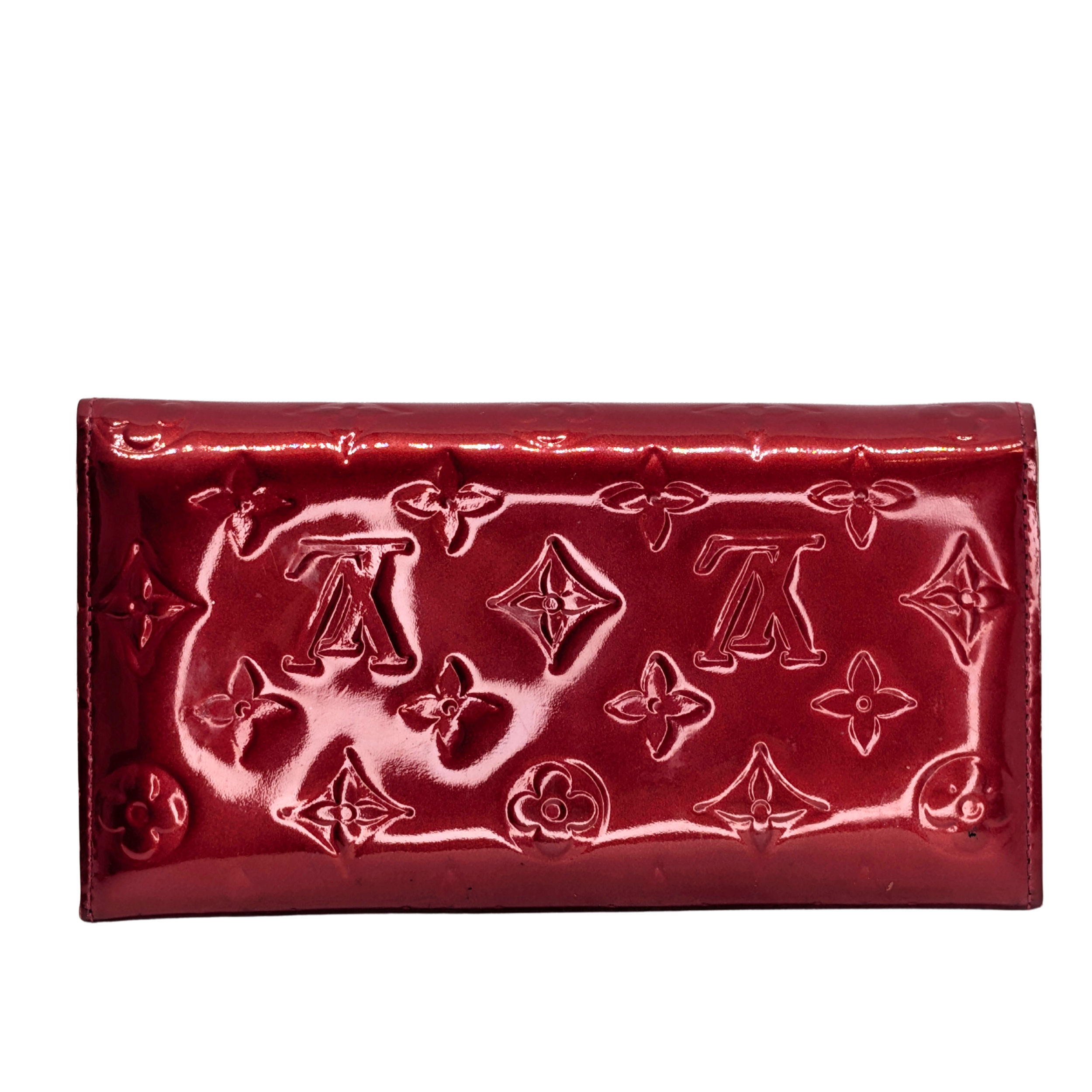 Louis Vuitton Sarah Long Wallet Vernis Leather Patent Red