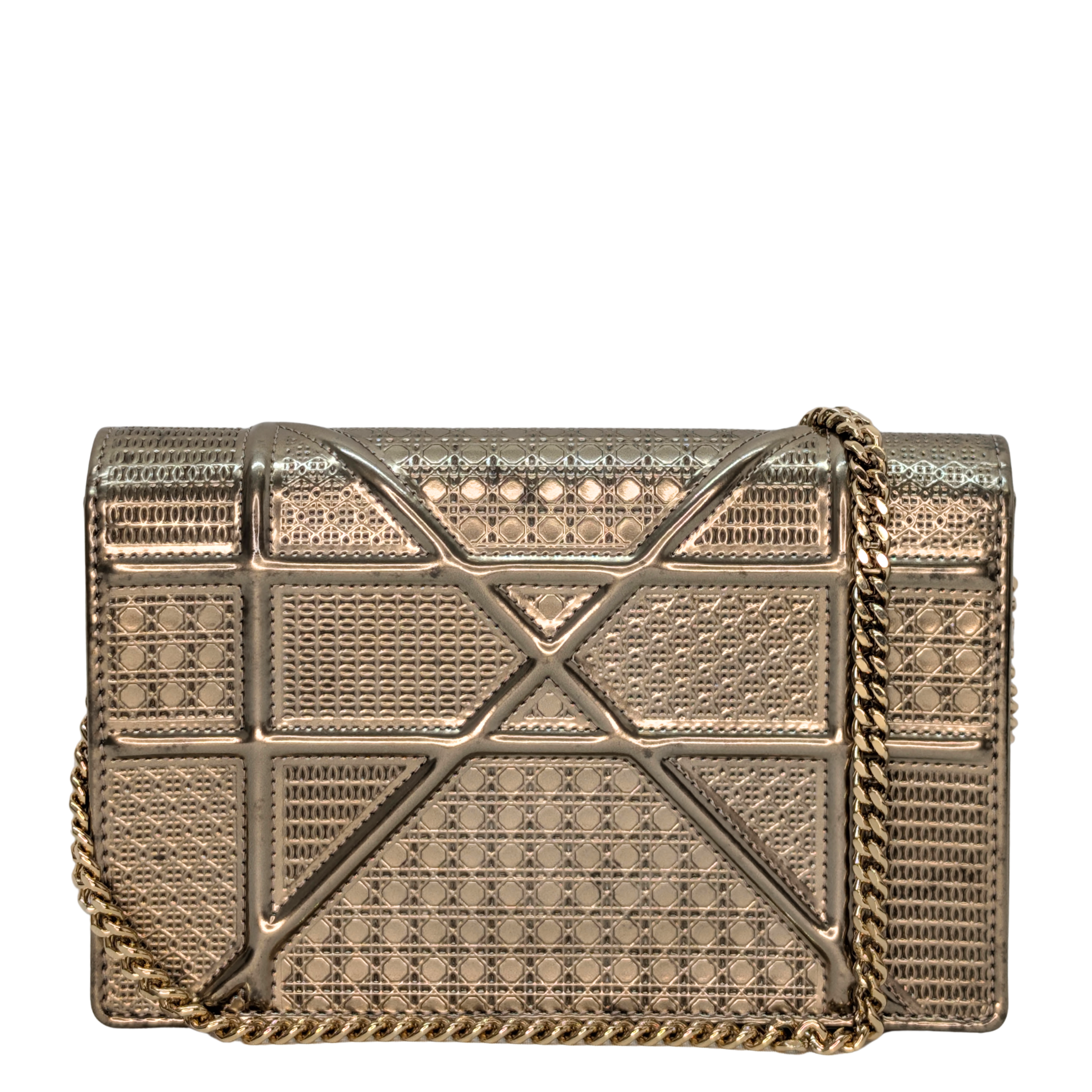 Dior Micro Cannage Leather Baby Diorama Bag Metallic Gold