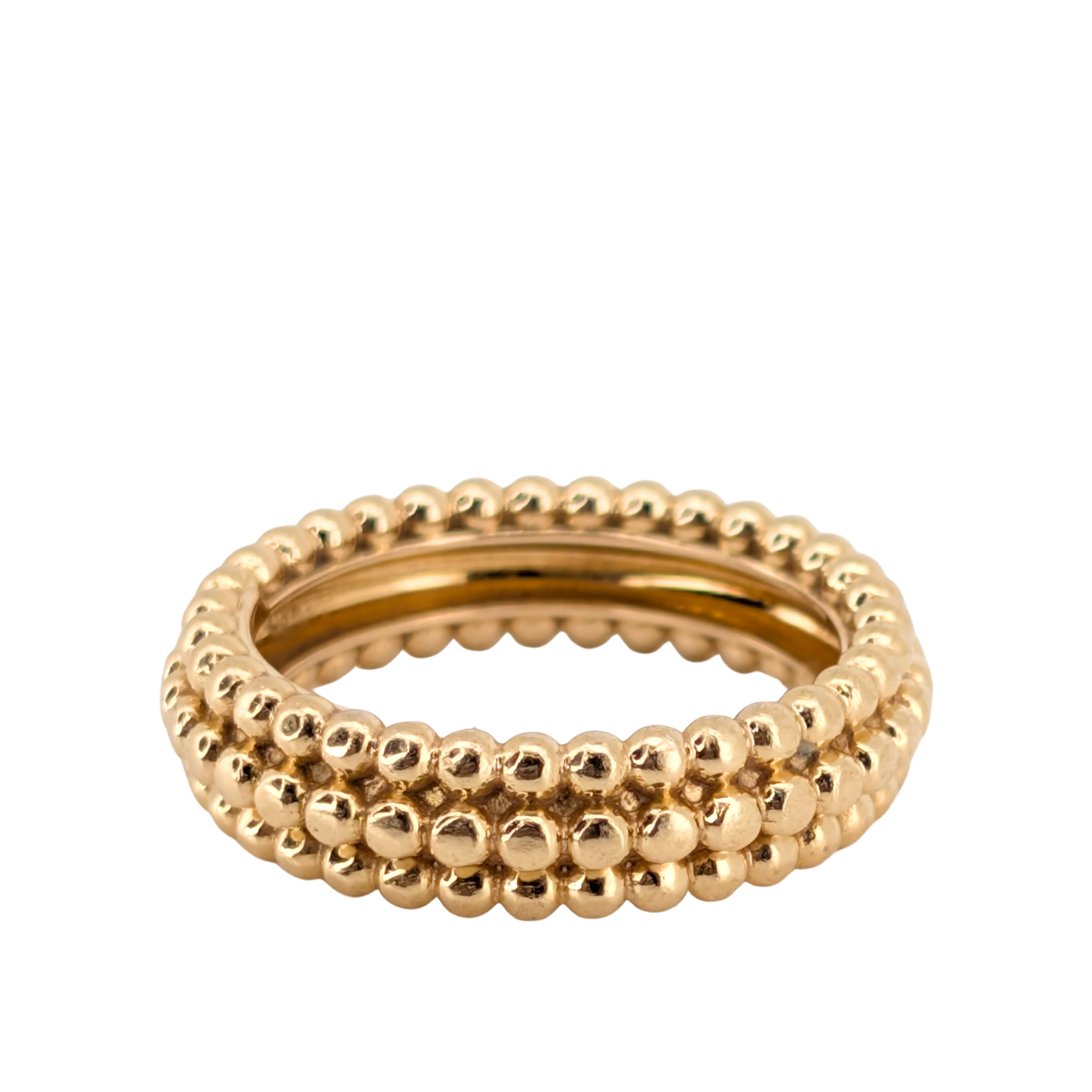 Van Cleef & Arpels 18k Gold Perlée Pearls Of Gold Ring 3 Rows