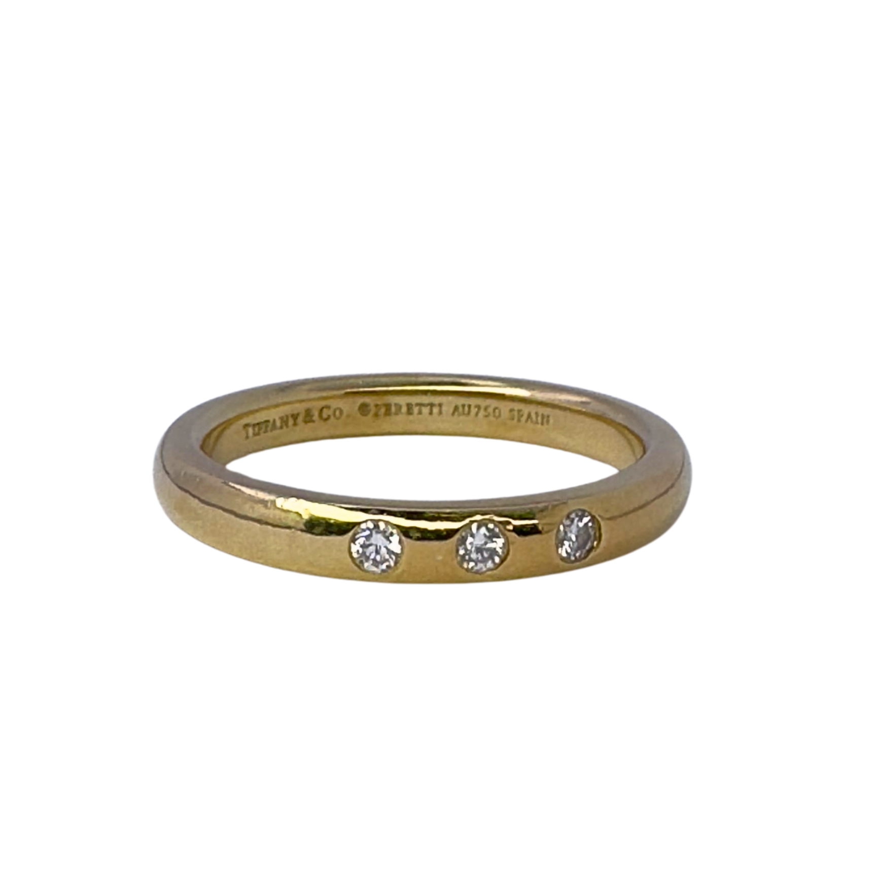 Tiffany & Co Ring, L½ or 51 Stacking Band Ring 18K Gold .06 Diamond