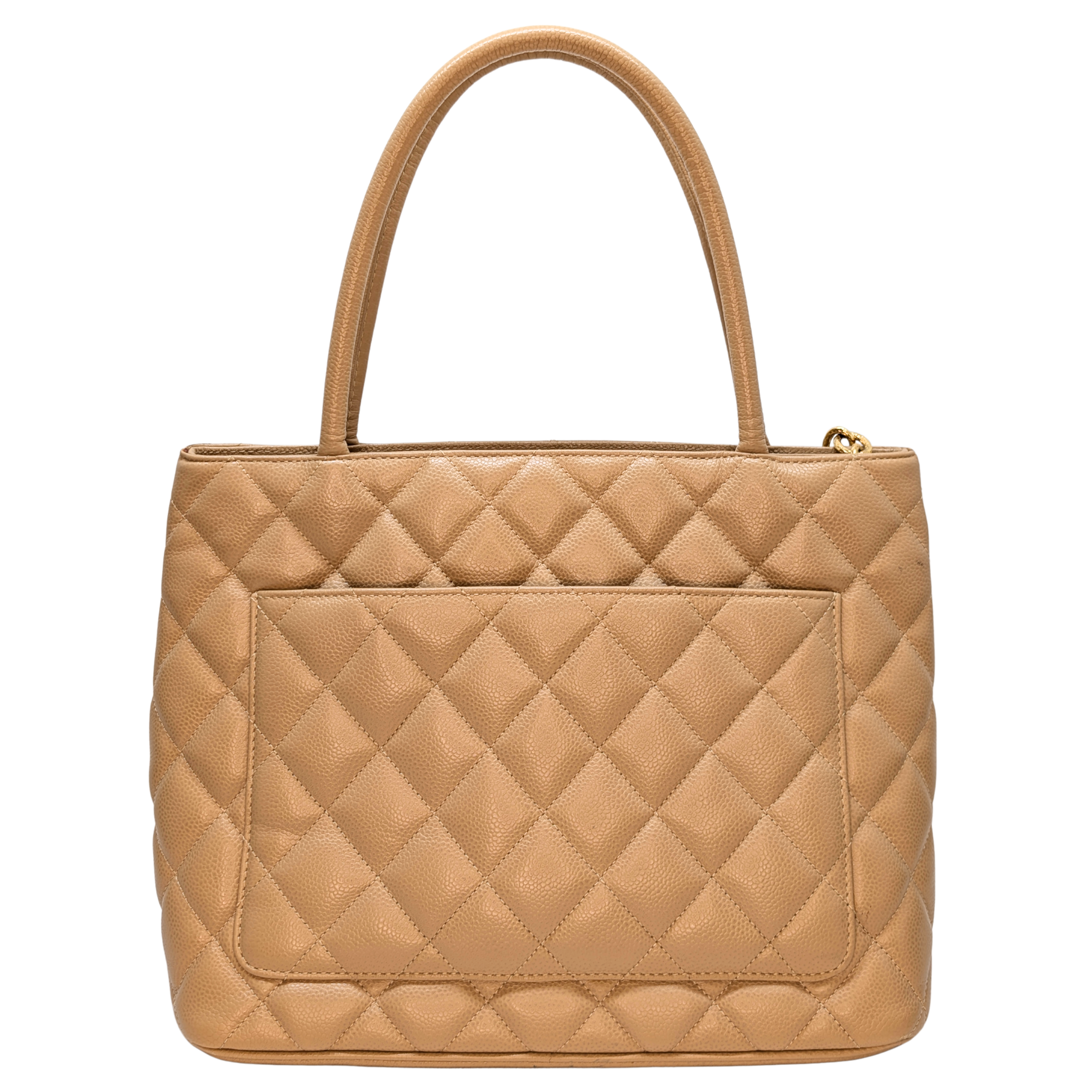 Chanel Caviar Medallion Tote Bag Beige