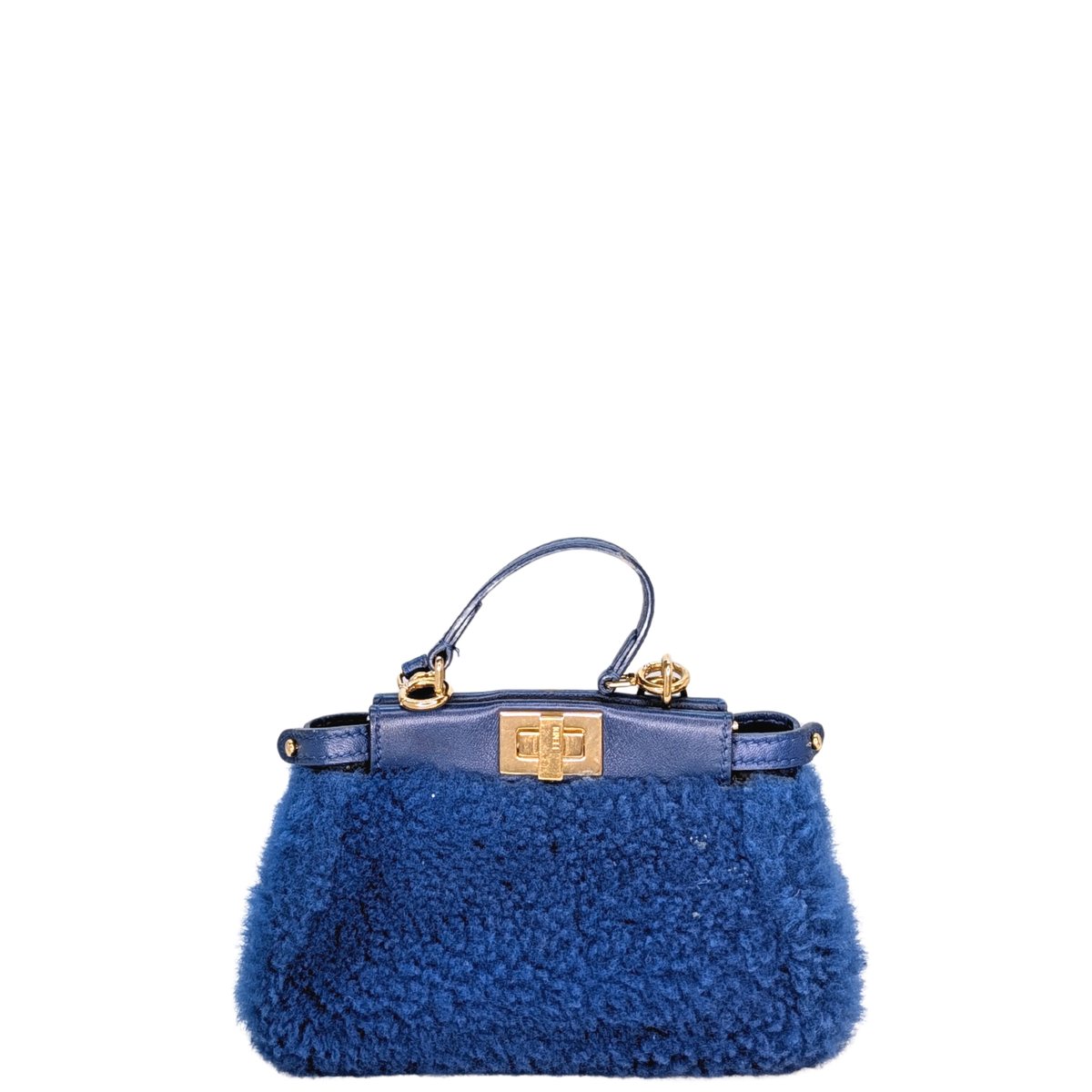 Fendi Peekaboo Micro Shearling Bag Blue