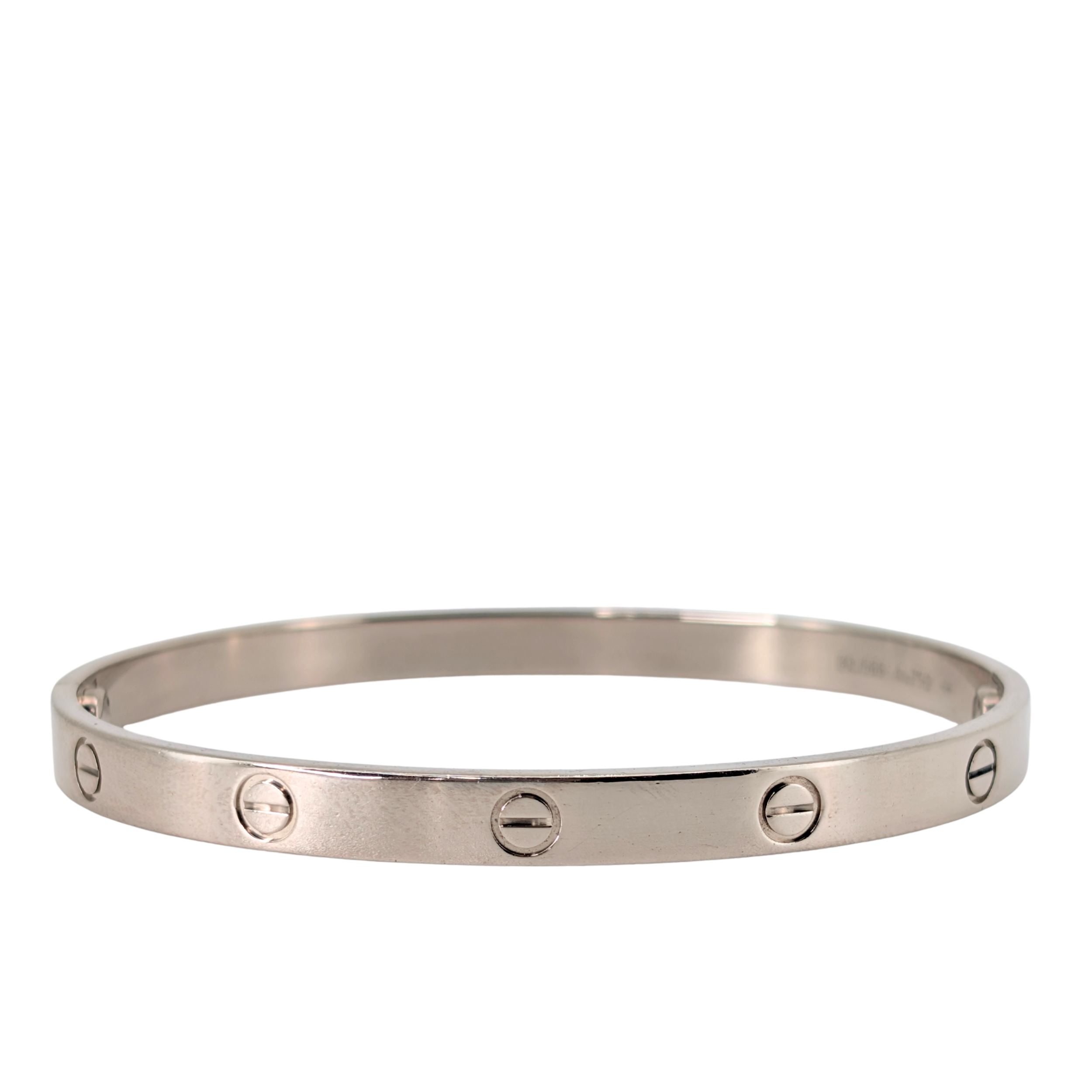 Cartier Love Bracelet Classic Model 18K White Gold Size 20