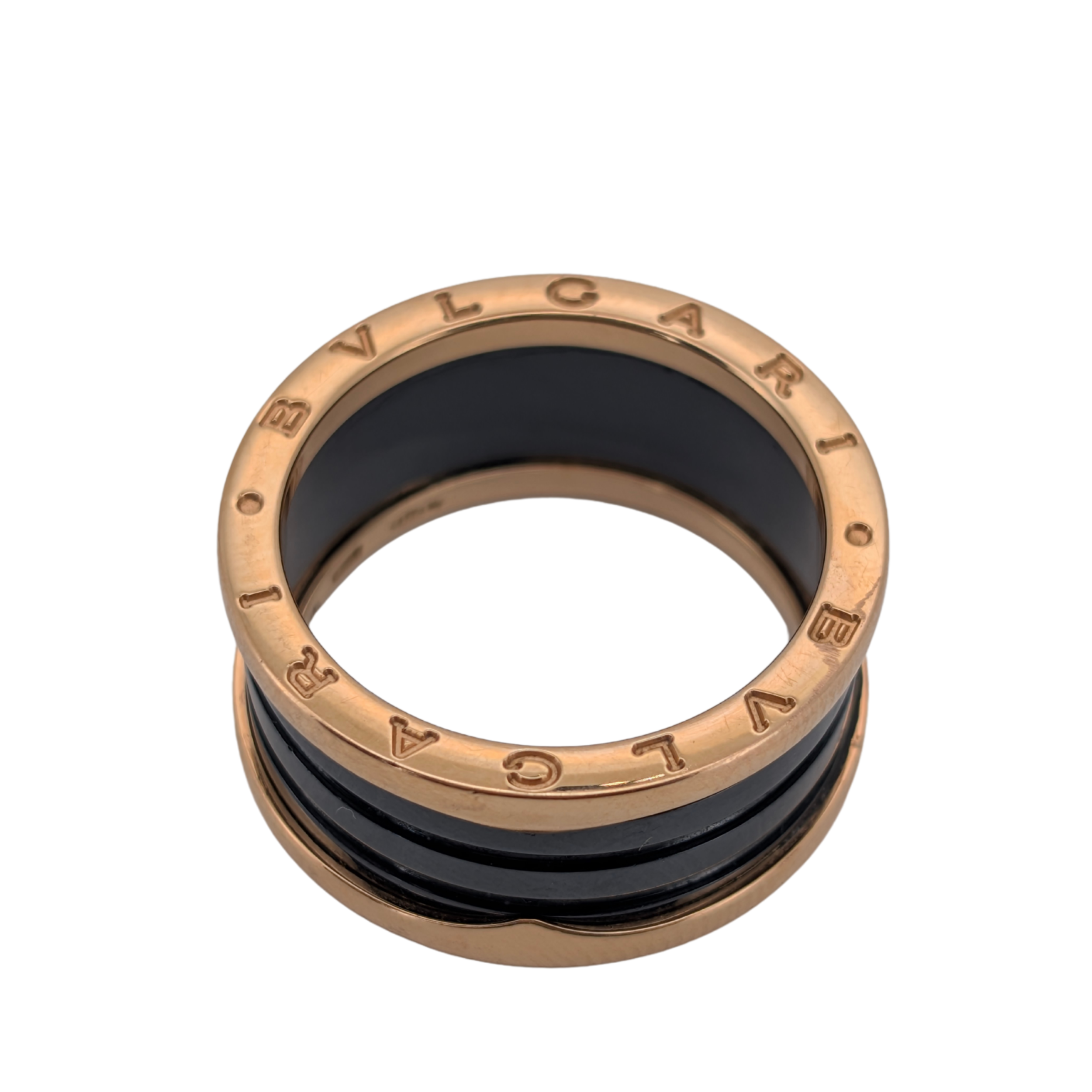 Bvlgari 18K Rose Gold Black Ceramic B.Zero1 Band Ring Size 66
