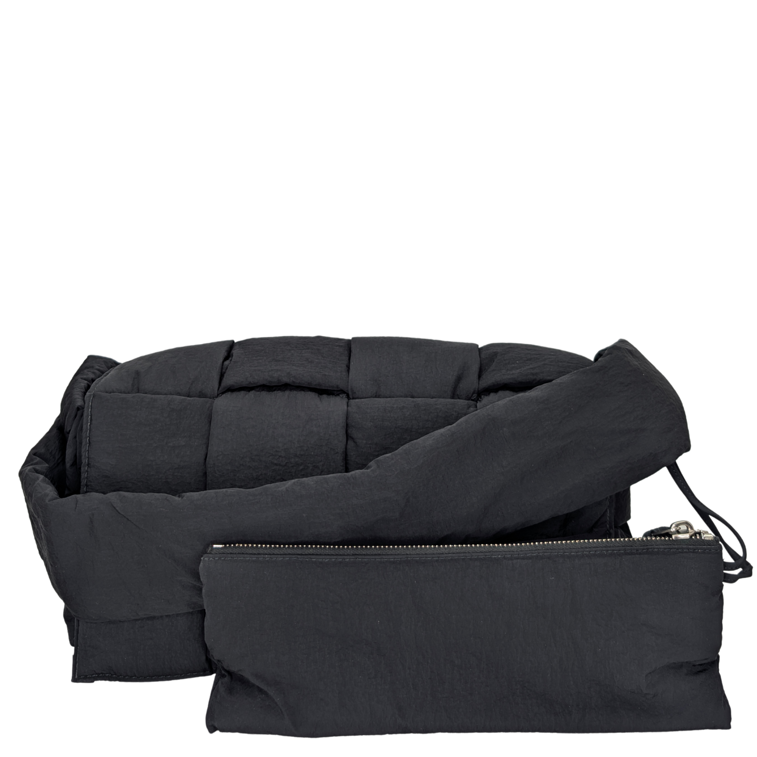 Bottega Nylon Intrecciato Padded Tech Cassette Bag Black