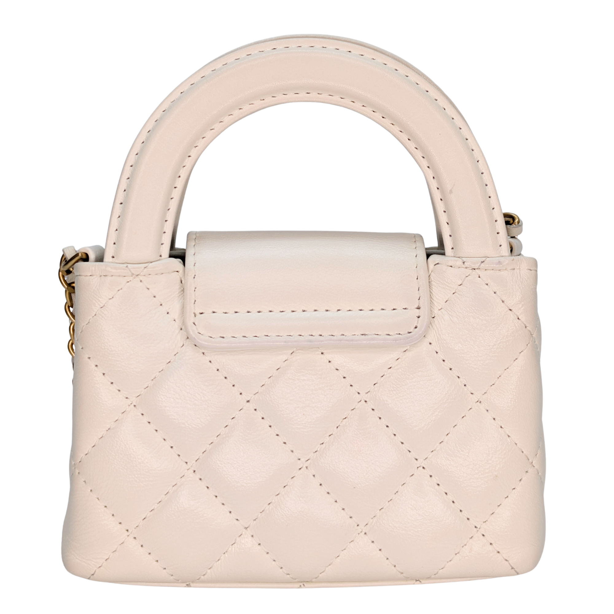 Chanel Nano Kelly Shopper Tote Bag White