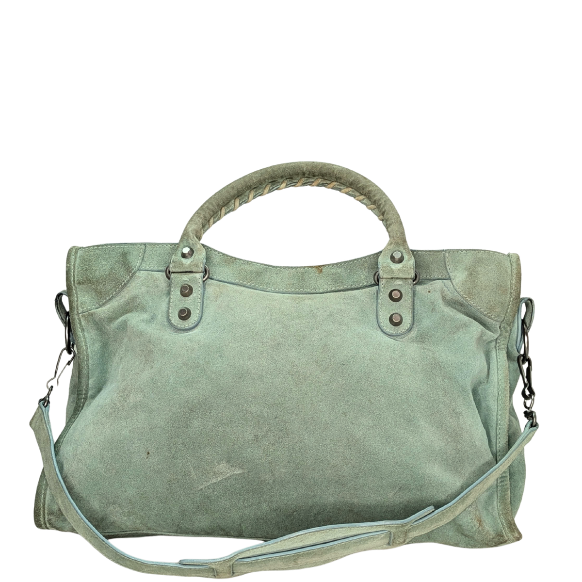 Balenciaga Motorcycle City Bag Suede Leather Pastel Green