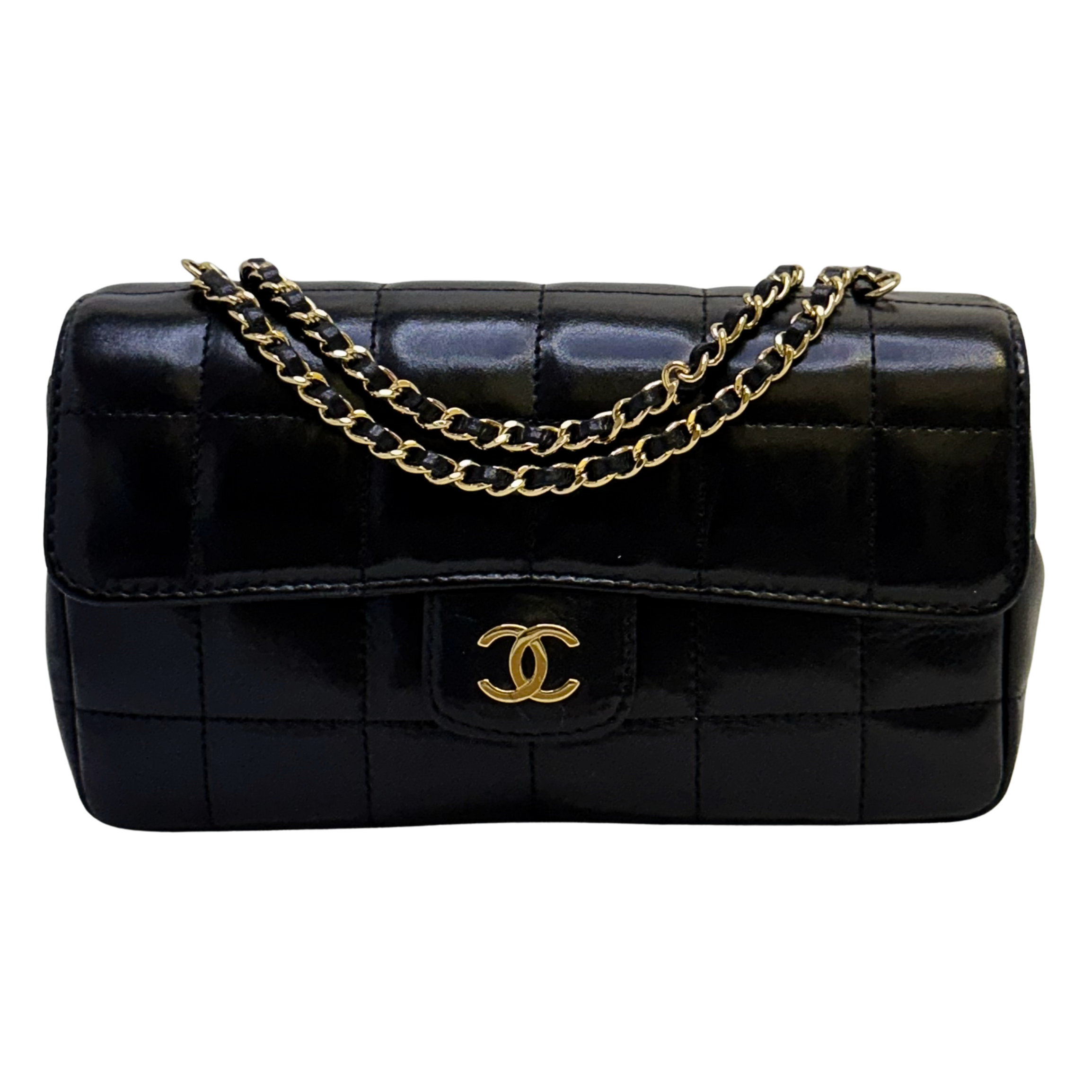 Chanel Bar Quilted Shoulder Bag Leather Black