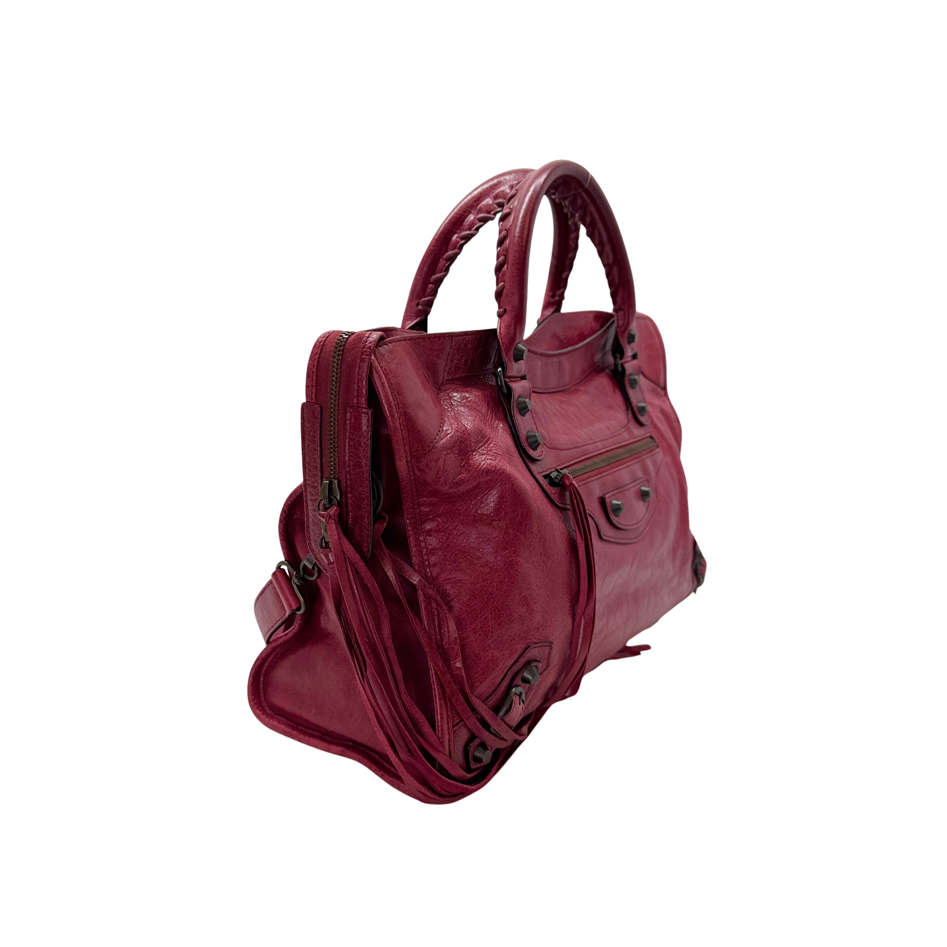Balenciaga City Bag Small Leather Wine Red