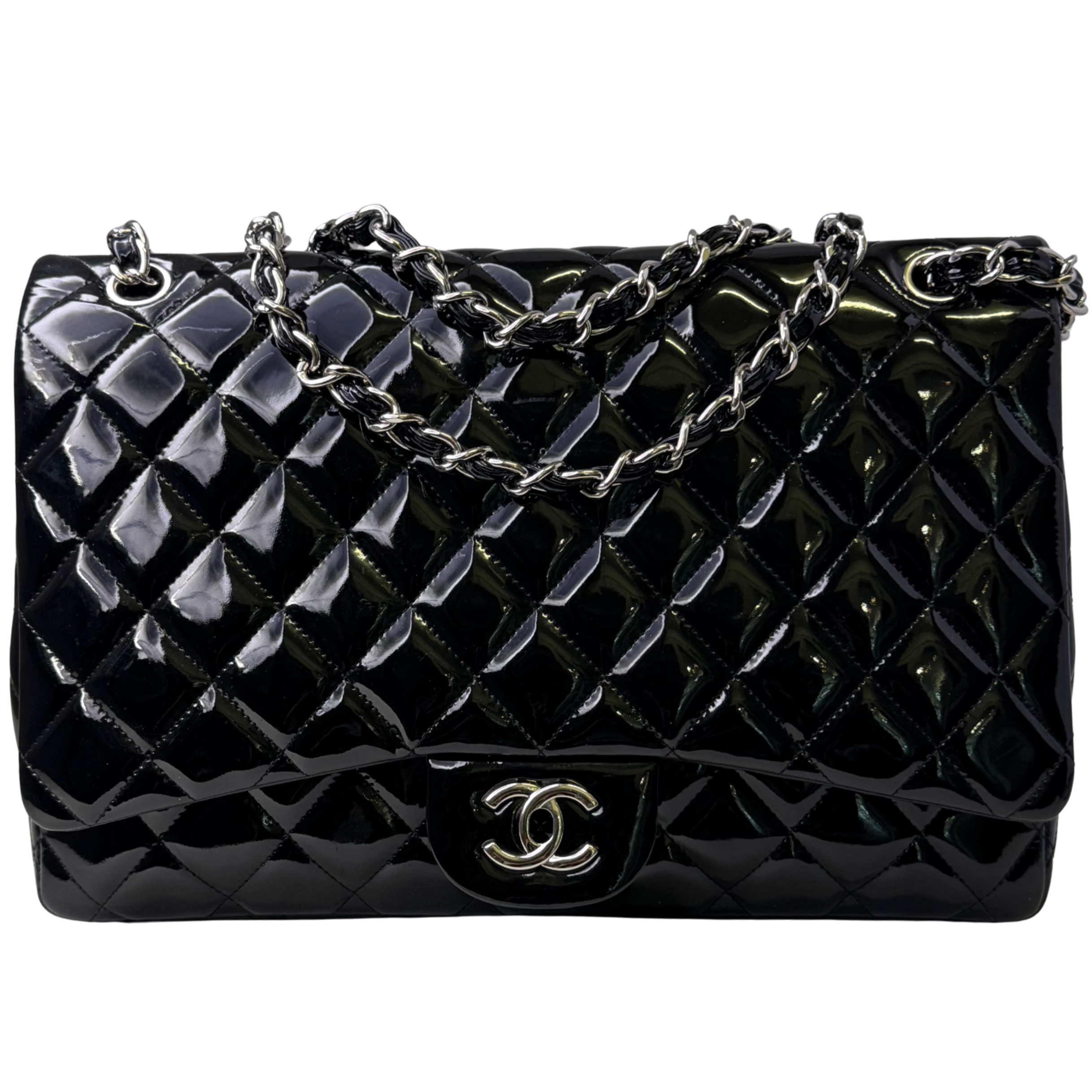 Chanel Maxi Flap Patent Leather Bag Black