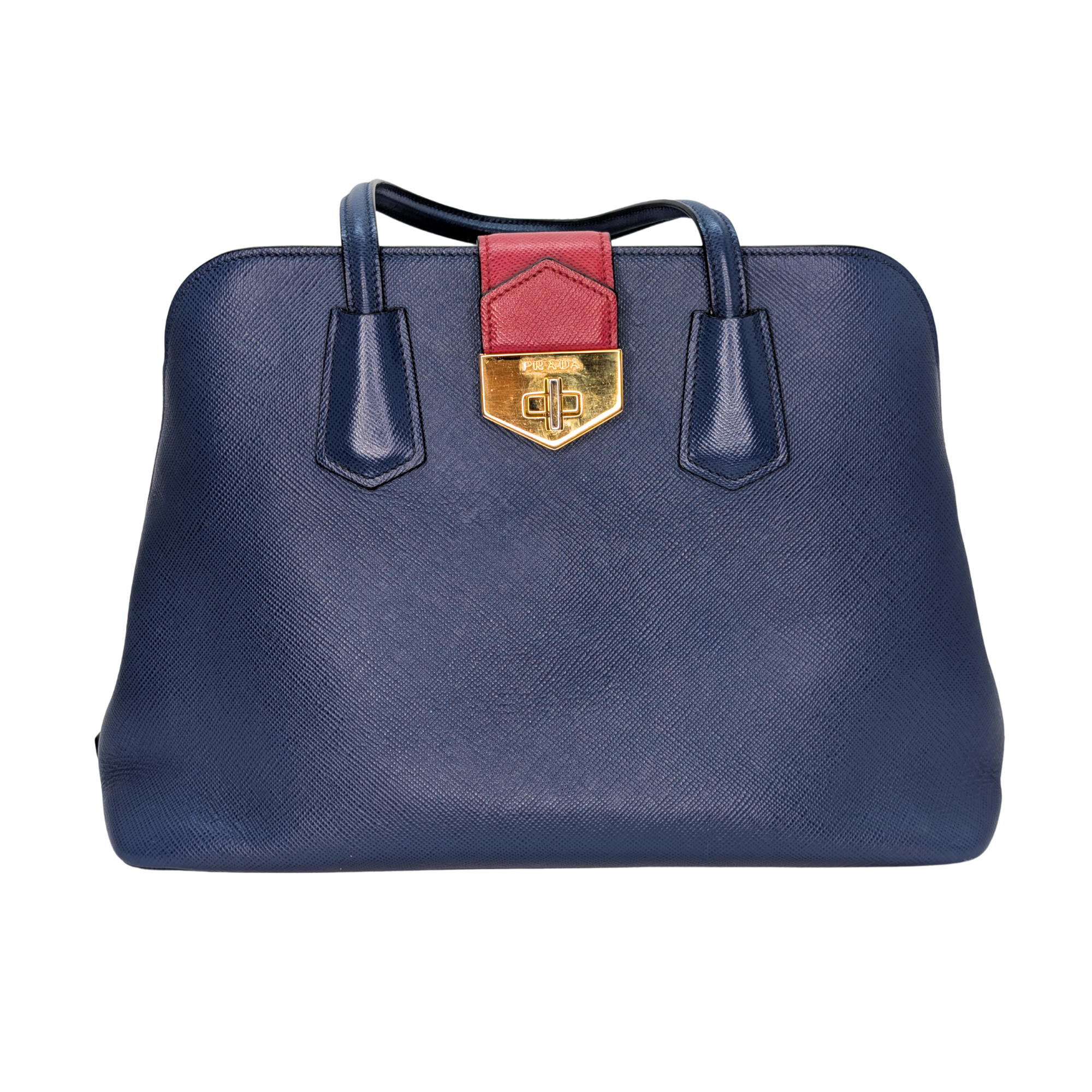 Prada Saffiano Cuir Tote Bag Navy Blue