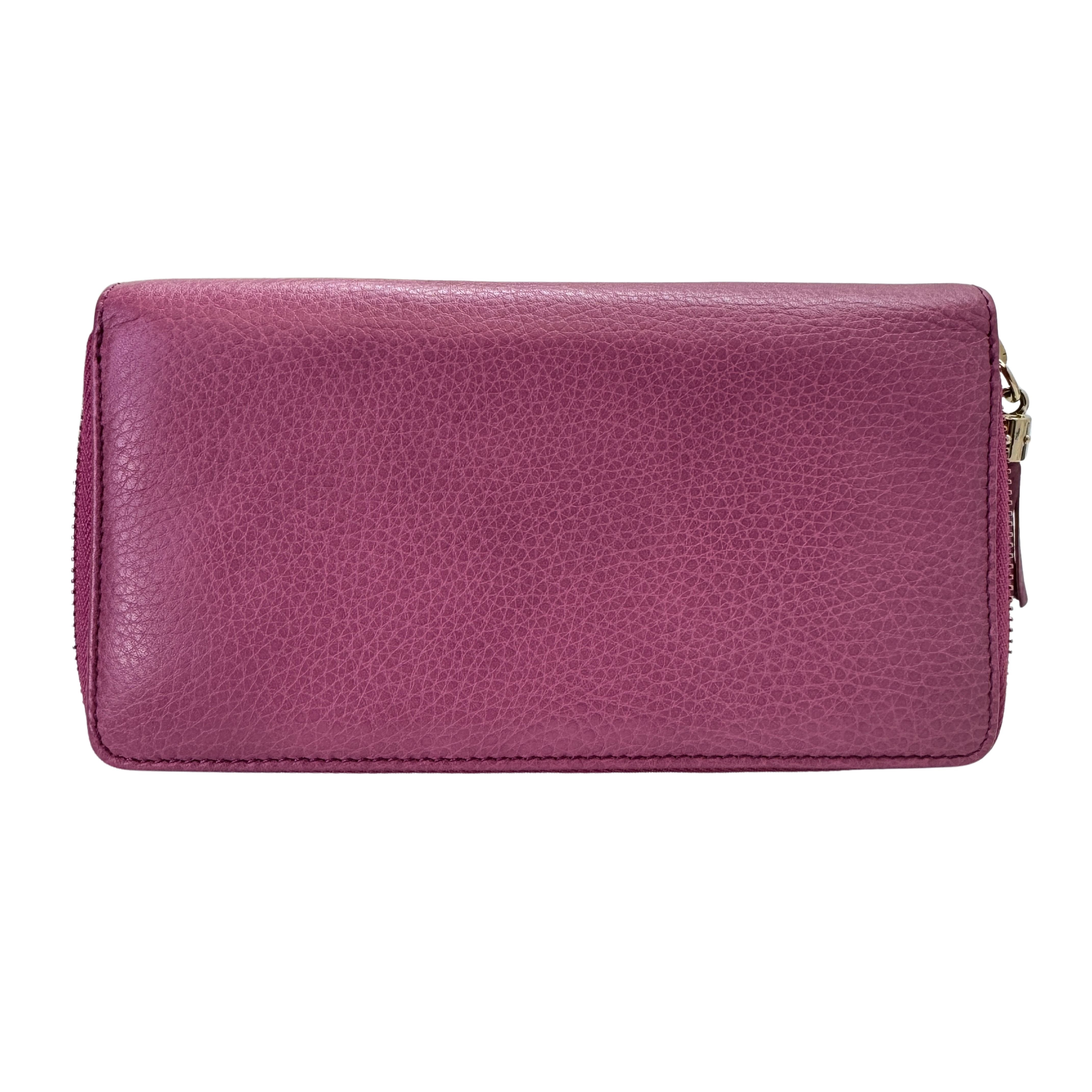Gucci Pebbled Calfskin Soho Wallet Pink
