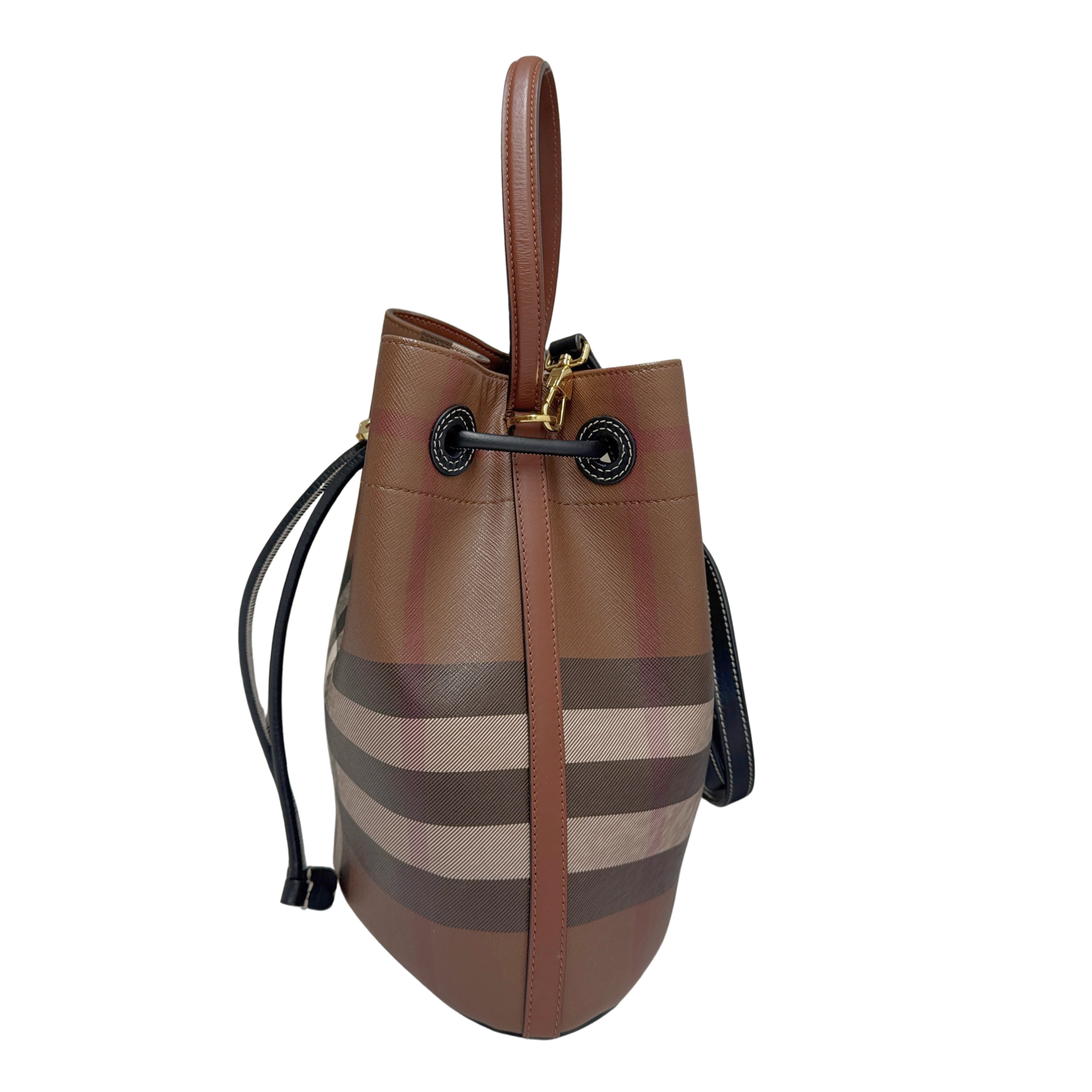 Burberry TB Small Check Bucket Bag Brown