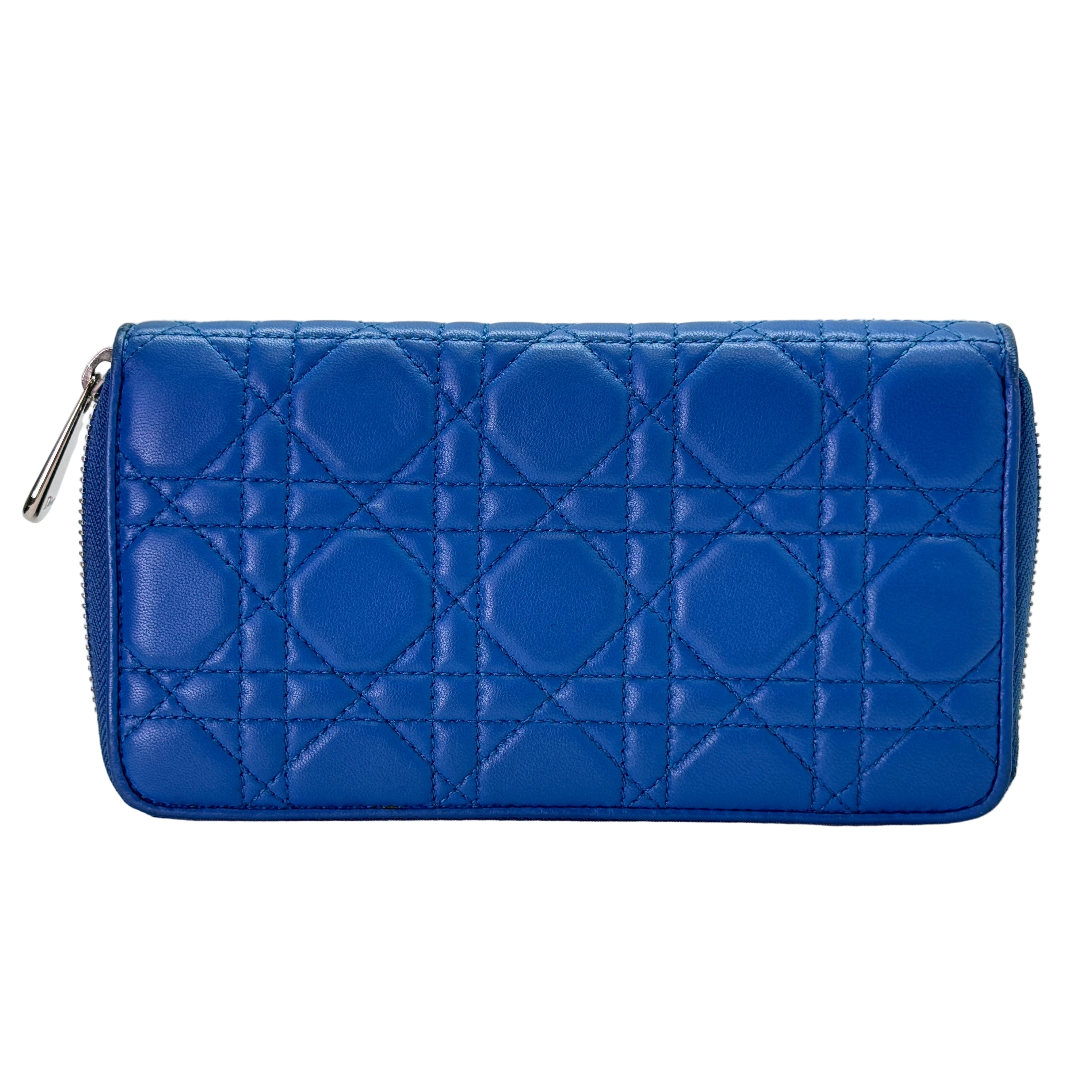 Dior Lambskin Cannage Wallet Blue