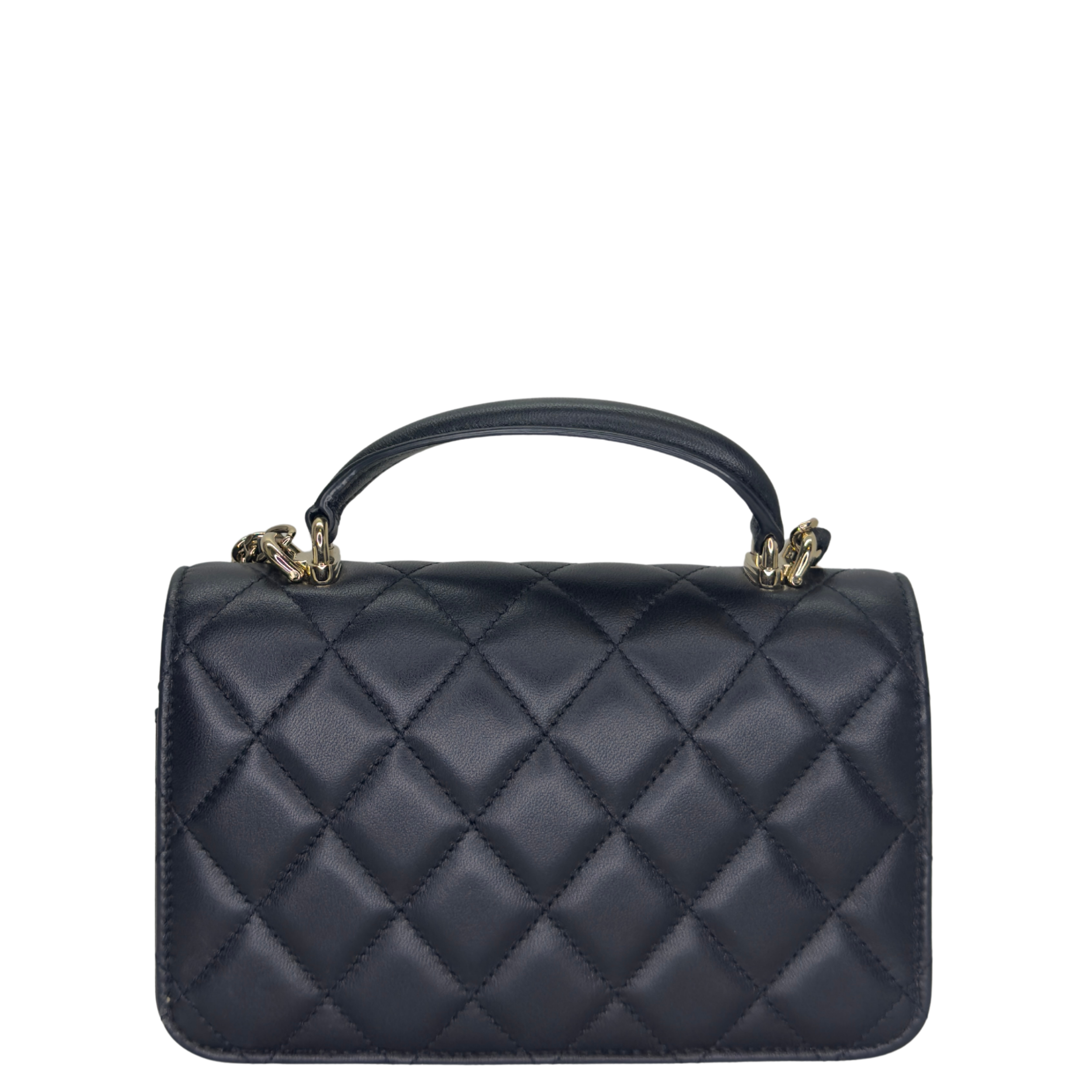 Chanel Top Handle Phone Holder on Chain Lambskin Black